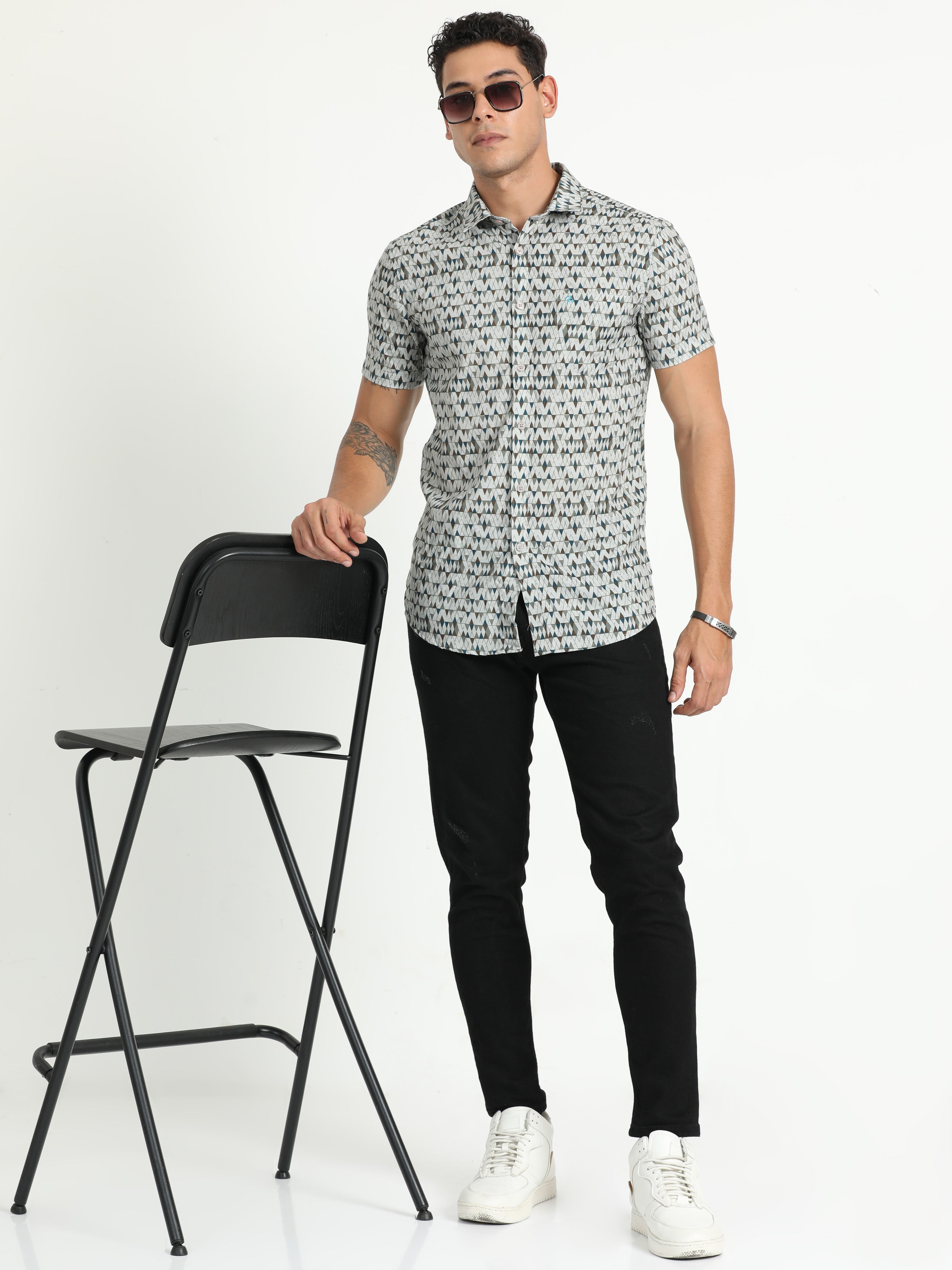 Cp Bro Men's Printed Multi Cotton Half Sleeve Woven Shirt | SBO2-91 B-HS-PRT-BSL