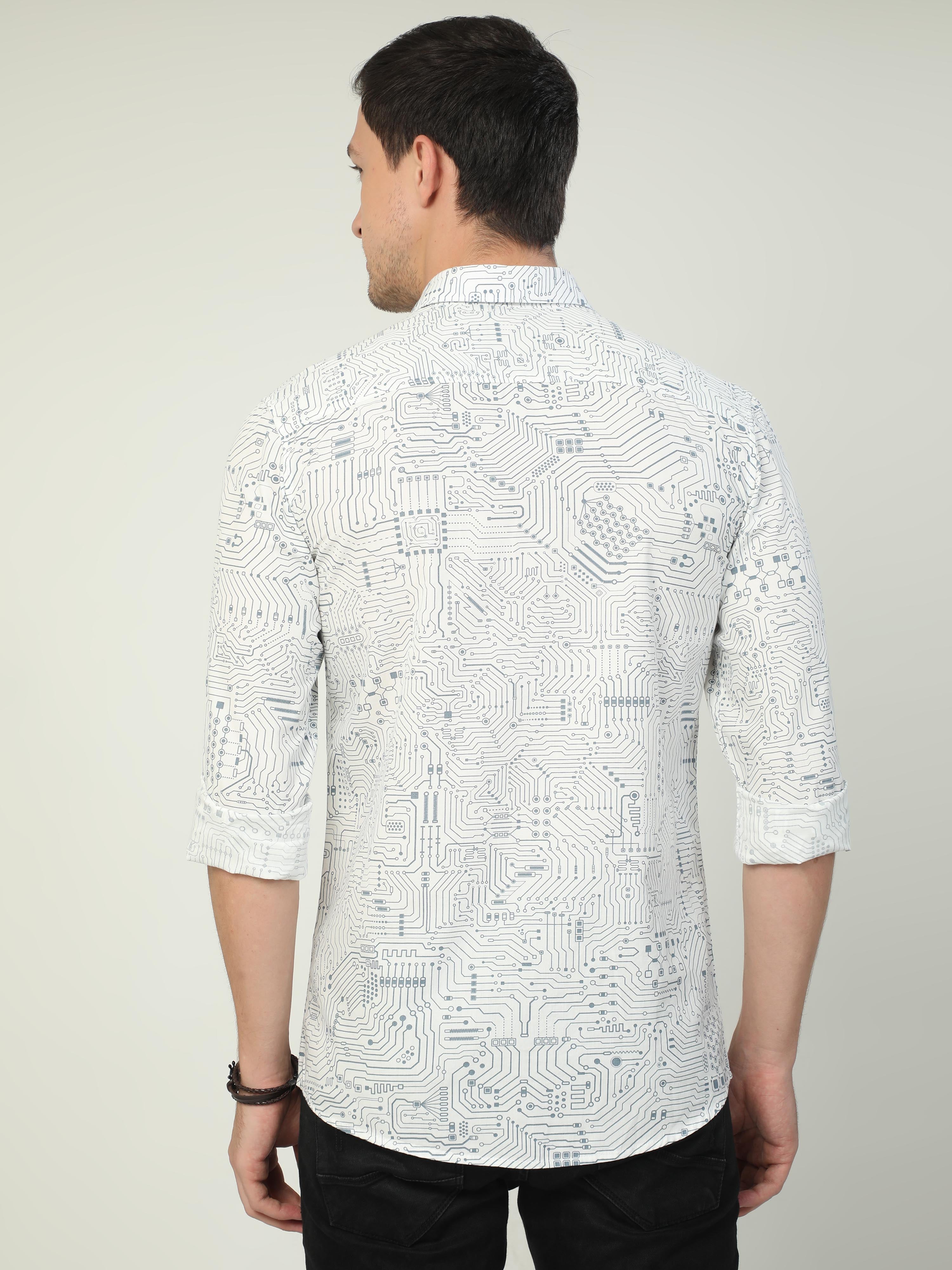 Classic Polo Men's Polo Neck Full Sleeve Slim Fit Cotton Woven Shirt | SBO2-100 A-FS-PRT-BSL