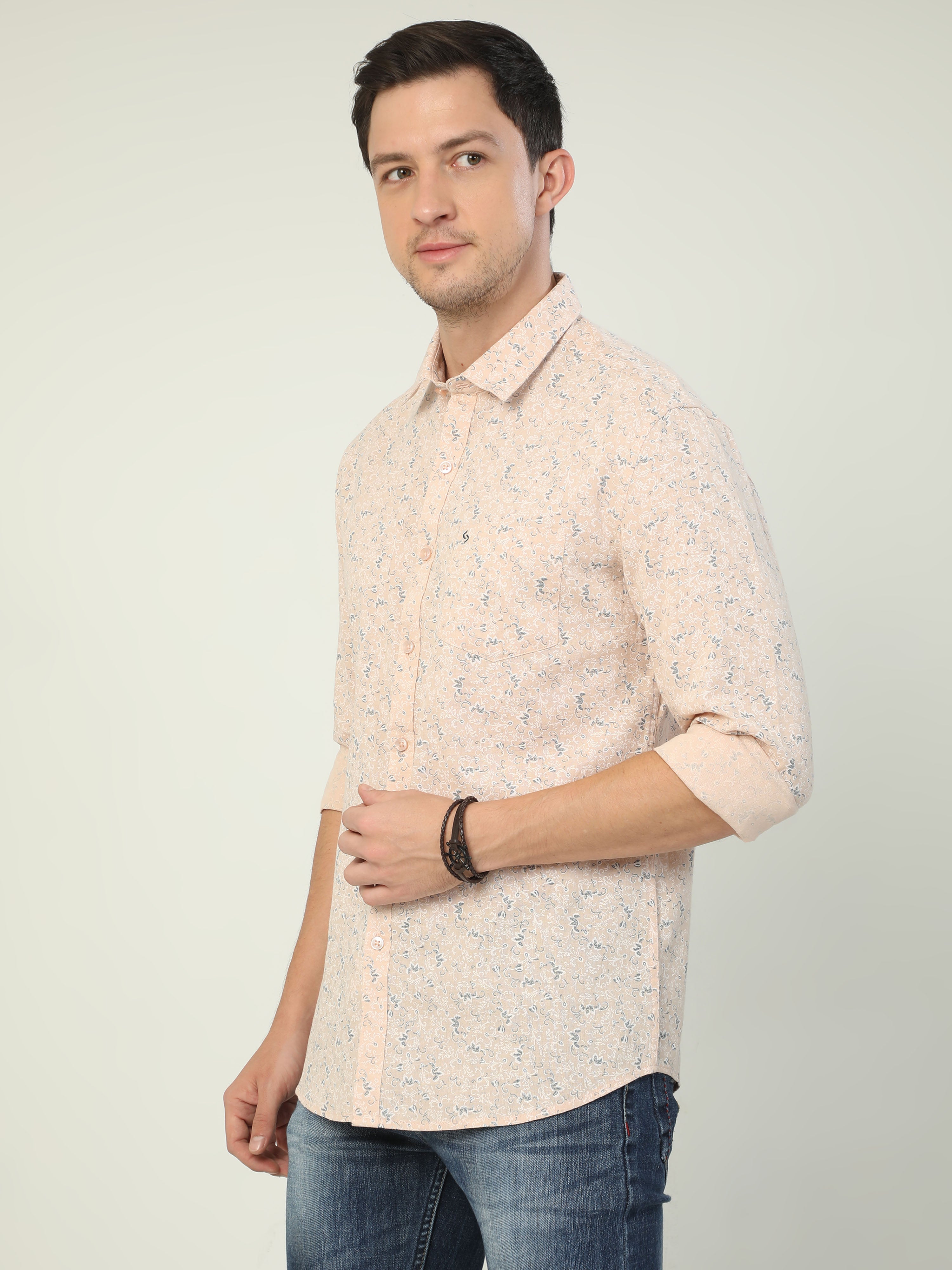 Classic Polo Men's Polo Neck Full Sleeve Slim Fit Cotton Woven Shirt | SO2-42 B-FS-PRT-SF
