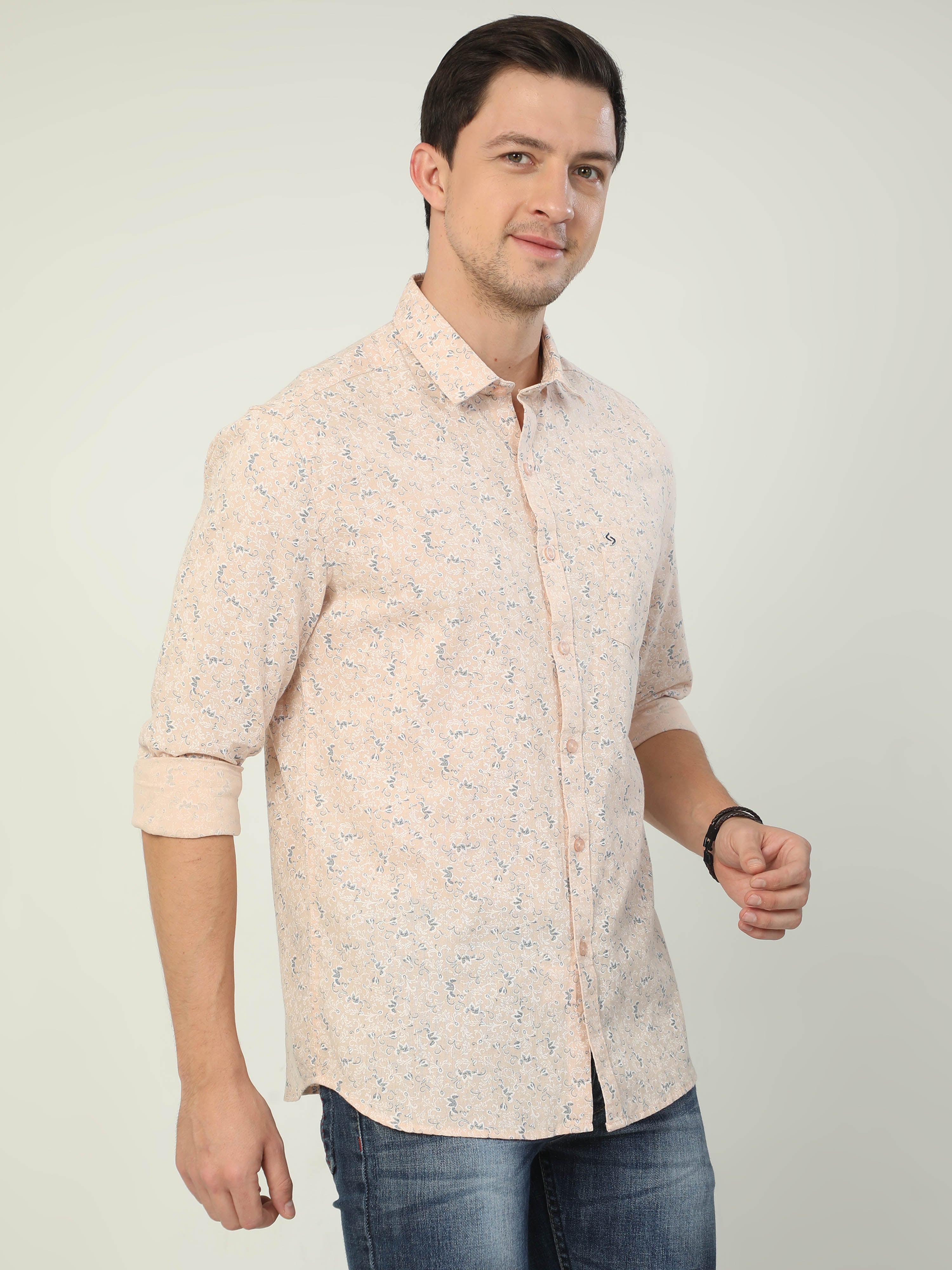 Classic Polo Men's Polo Neck Full Sleeve Slim Fit Cotton Woven Shirt | SO2-42 B-FS-PRT-SF
