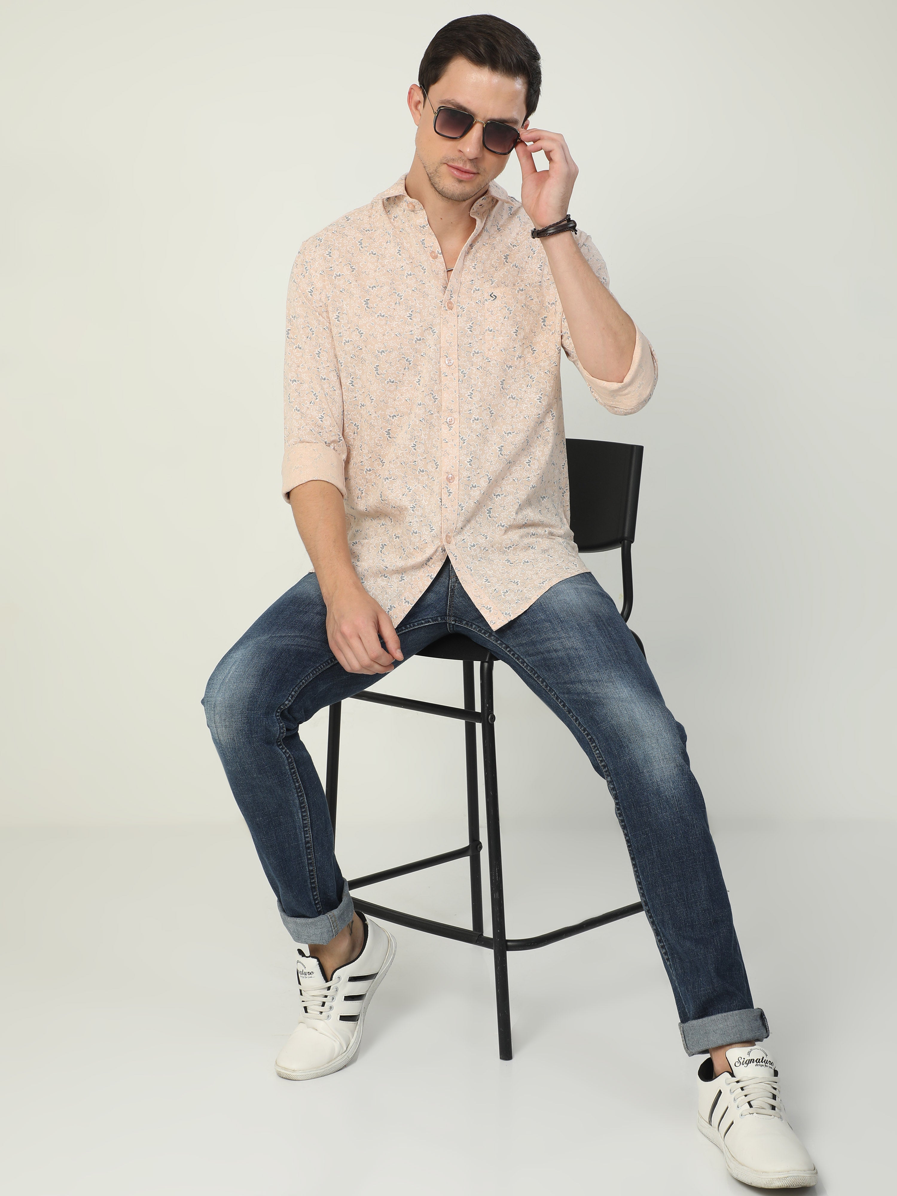 Classic Polo Men's Polo Neck Full Sleeve Slim Fit Cotton Woven Shirt | SO2-42 B-FS-PRT-SF