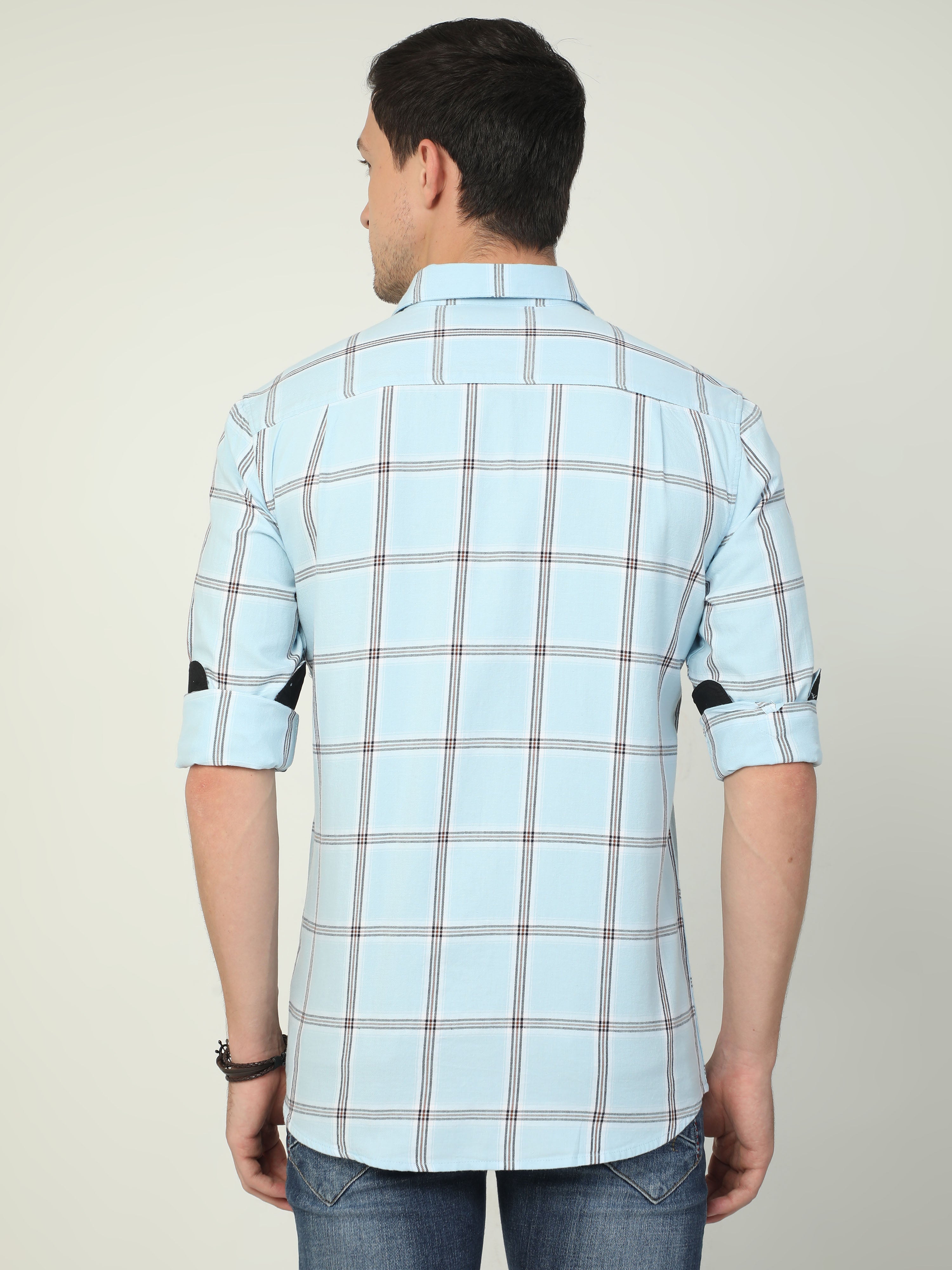 Classic Polo Men's Polo Neck Full Sleeve Slim Fit Cotton Woven Shirt | SO2-30 A-FS-CHK-SF
