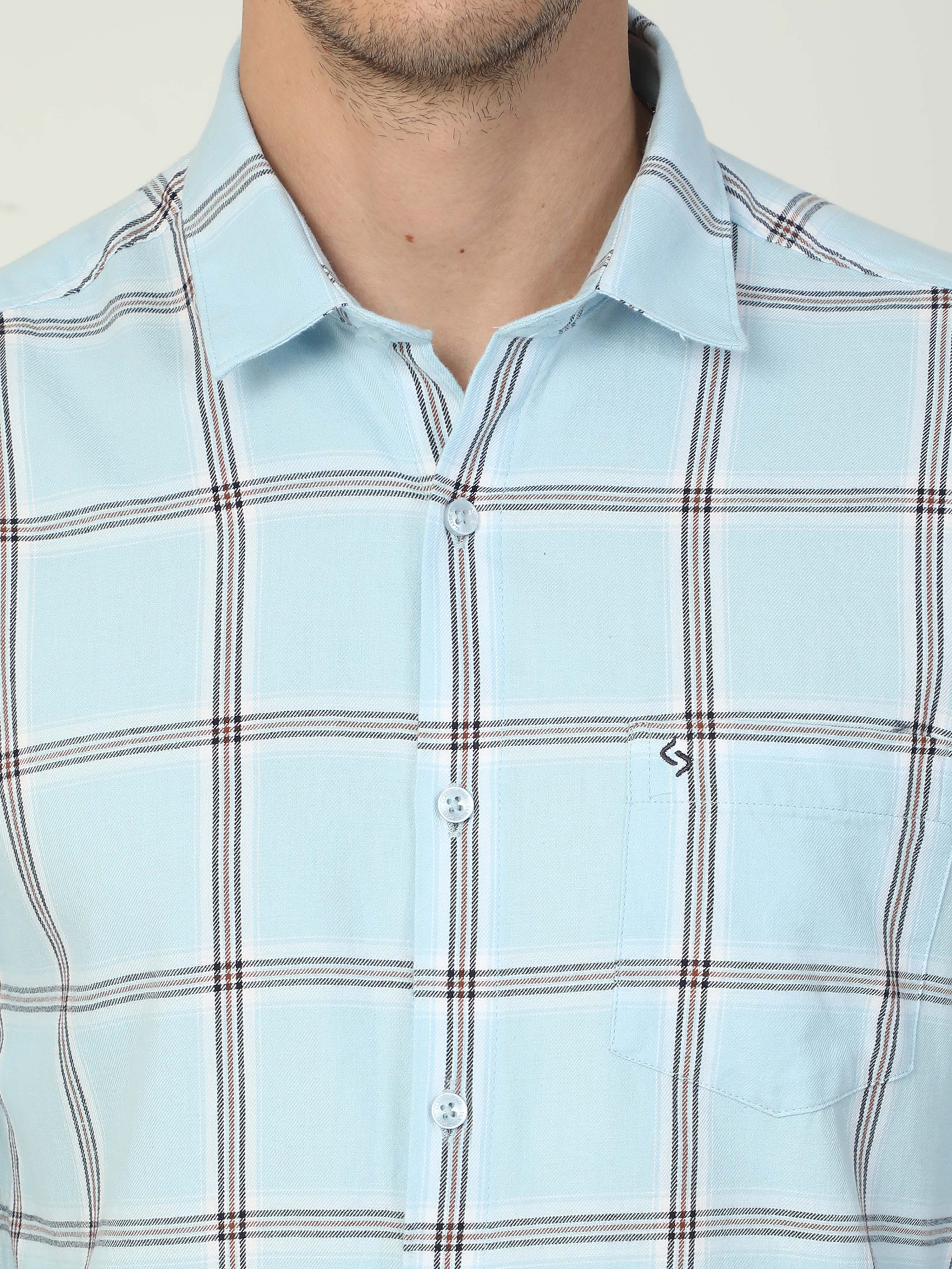 Classic Polo Men's Polo Neck Full Sleeve Slim Fit Cotton Woven Shirt | SO2-30 A-FS-CHK-SF