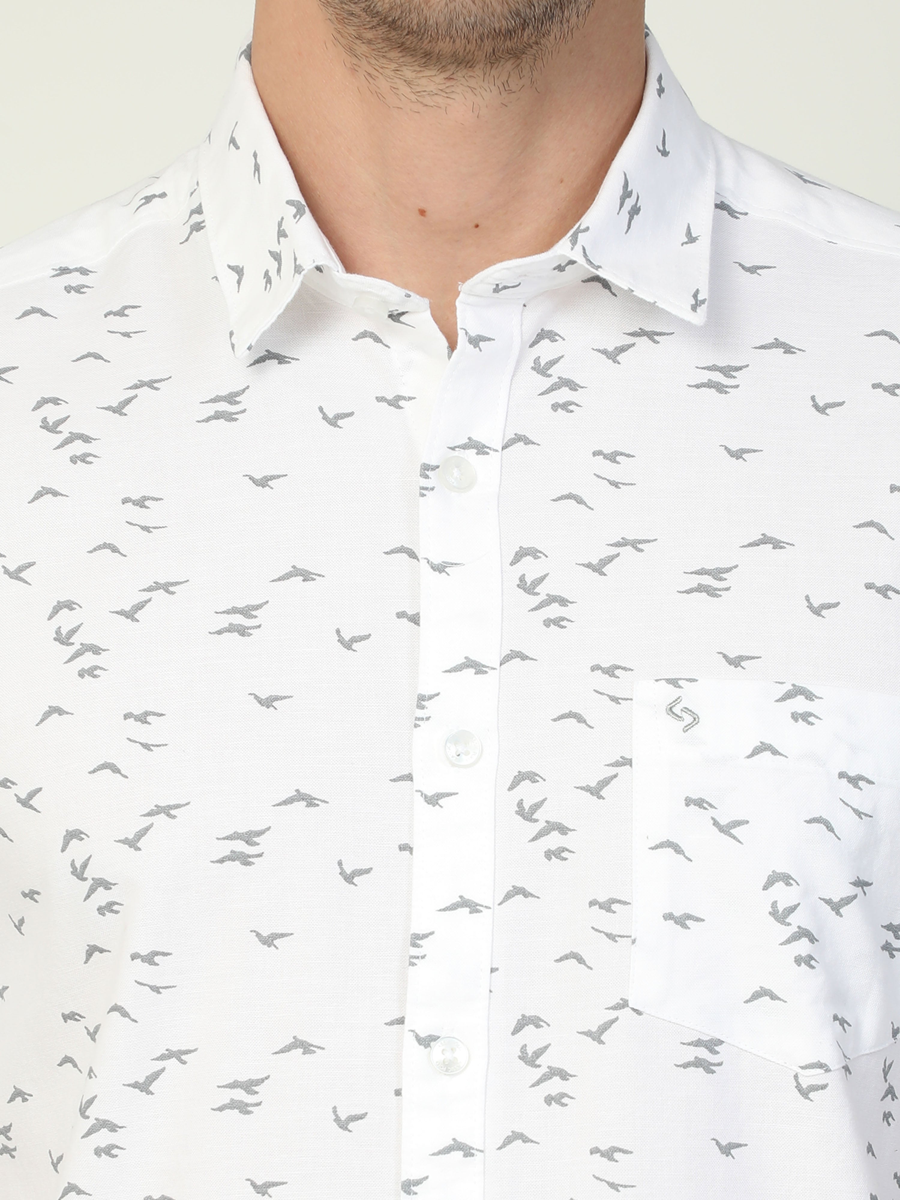 Classic Polo Men's Polo Neck Half Sleeve Slim Fit Cotton Woven Shirt | SO2-46 A-HS-PRT-SF