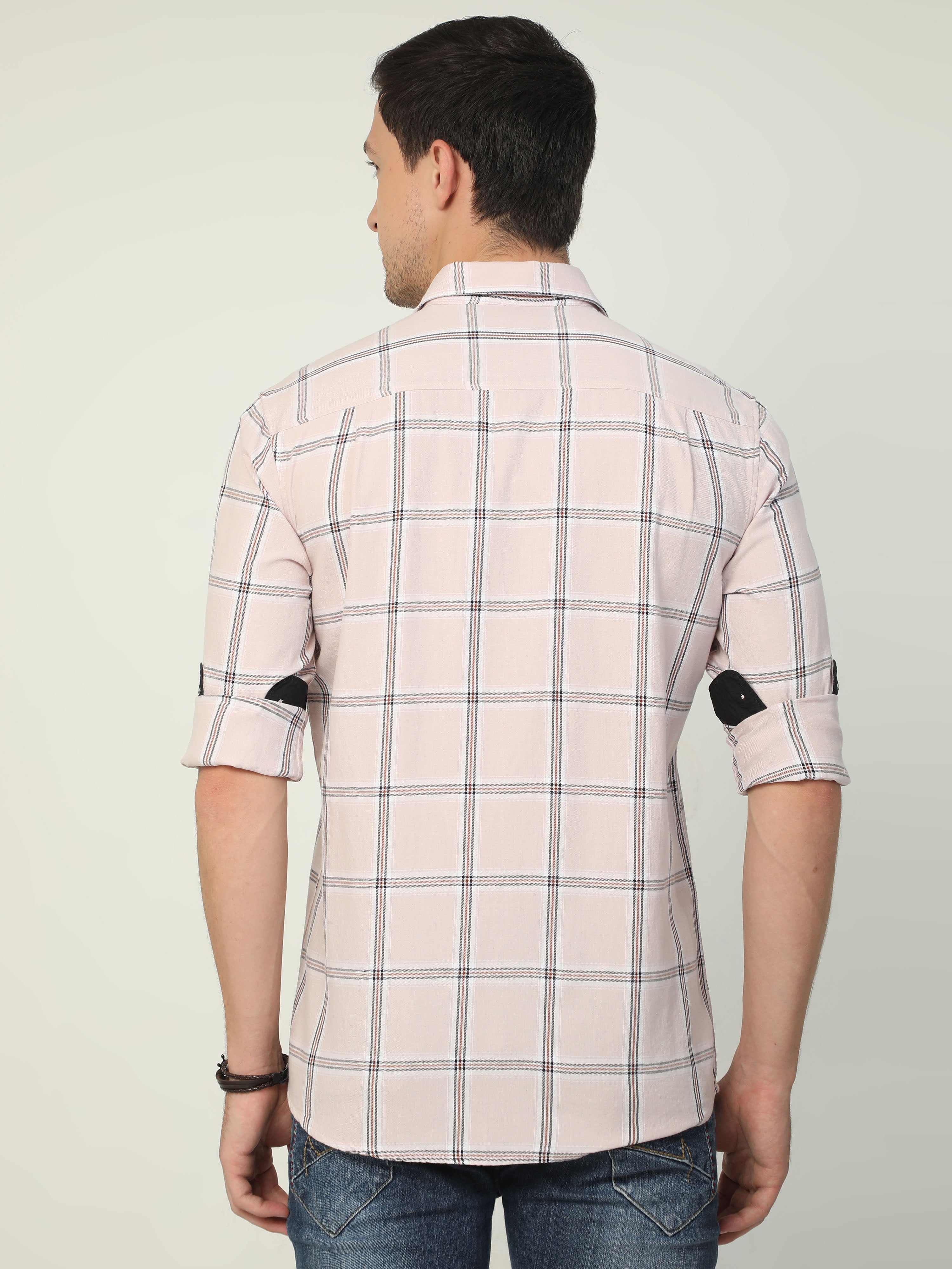 Classic Polo Men's Polo Neck Full Sleeve Slim Fit Cotton Woven Shirt | SO2-30 B-FS-CHK-SF