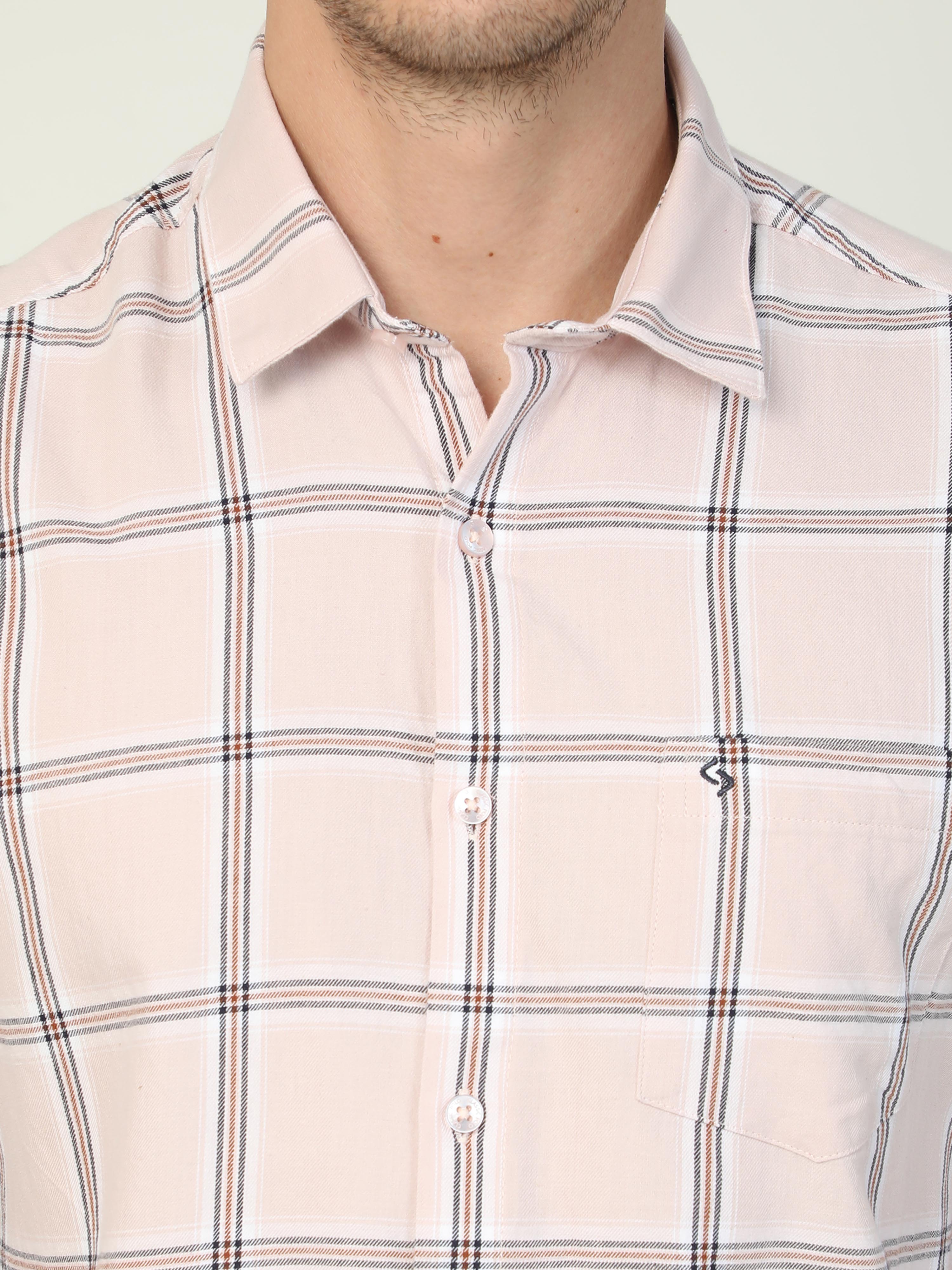 Classic Polo Men's Polo Neck Full Sleeve Slim Fit Cotton Woven Shirt | SO2-30 B-FS-CHK-SF