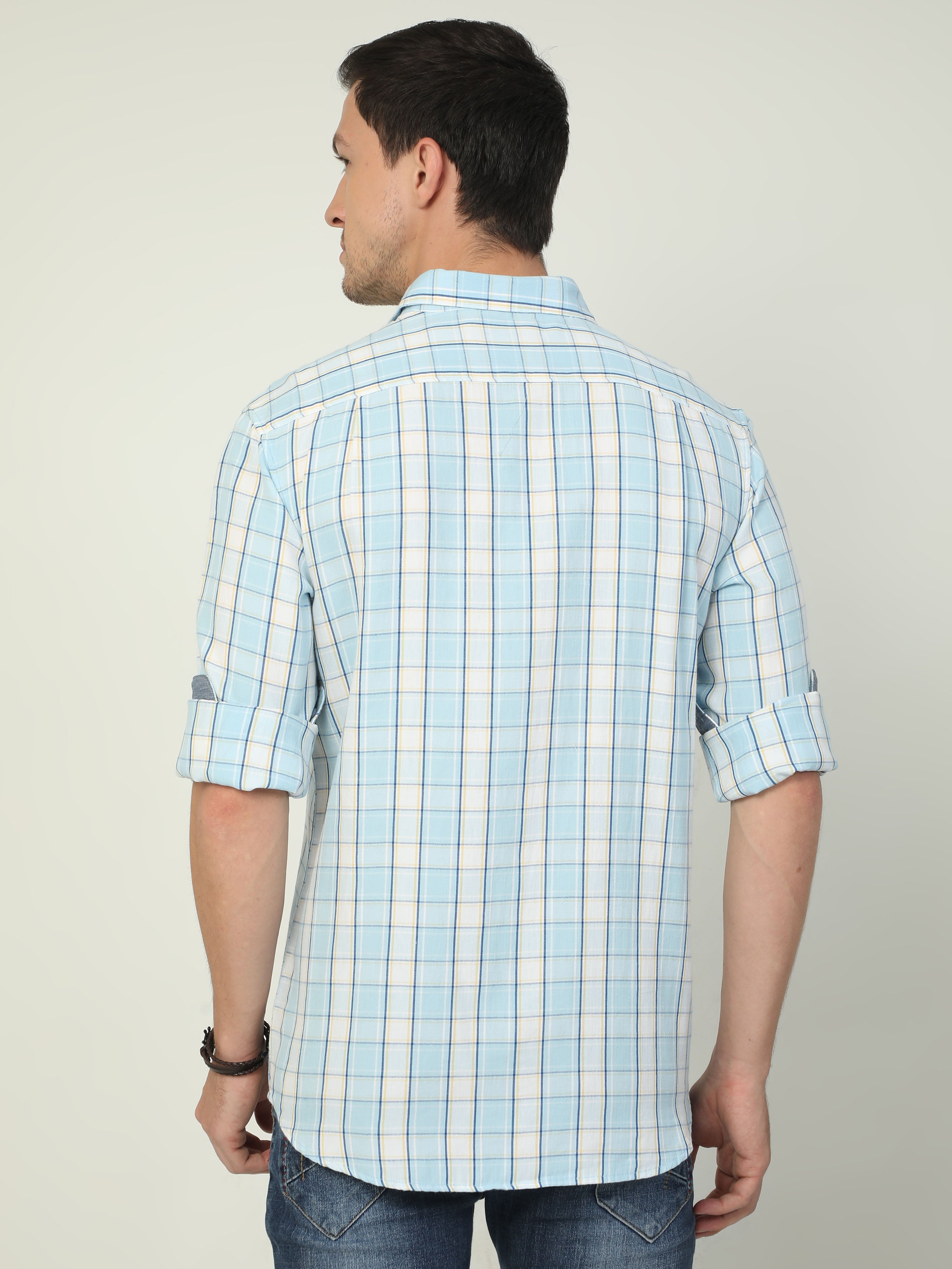 Classic Polo Men's Polo Neck Full Sleeve Slim Fit Cotton Woven Shirt | SO2-101 A-FS-CHK-SF