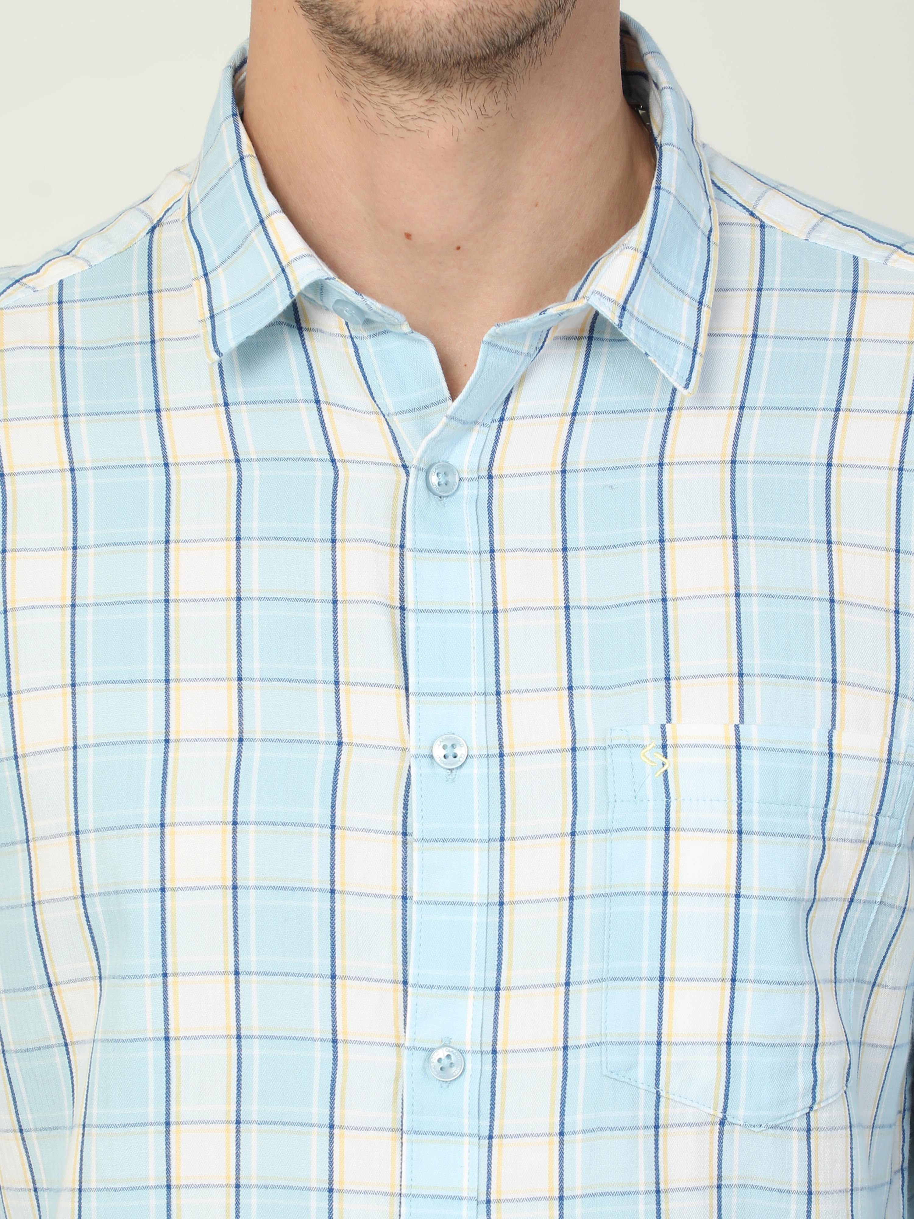 Classic Polo Men's Polo Neck Full Sleeve Slim Fit Cotton Woven Shirt | SO2-101 A-FS-CHK-SF