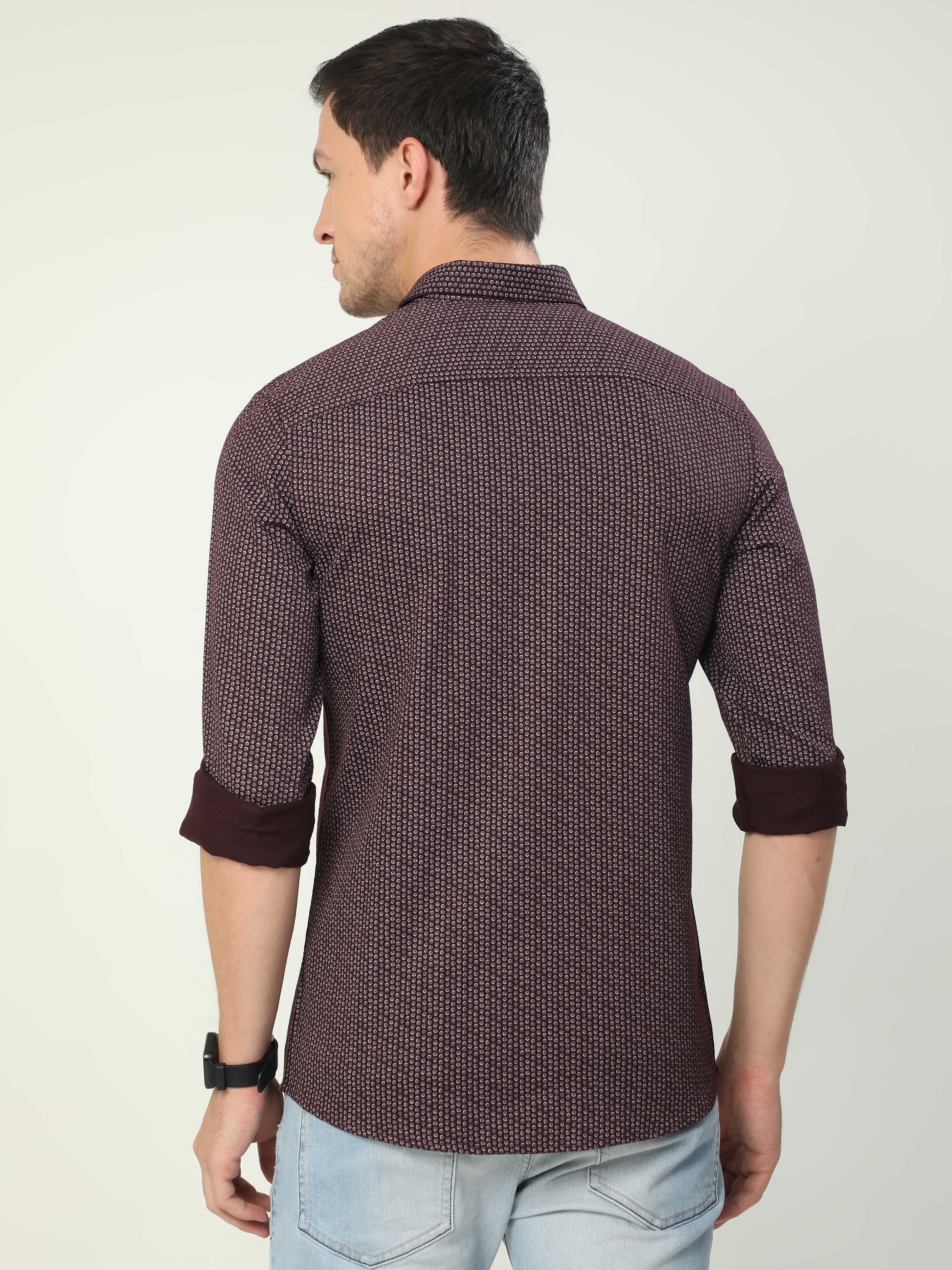 Classic Polo Men's Polo Neck Full Sleeve Slim Fit Cotton Woven Shirt | SBO2-23 B-FS-PRT-BSL