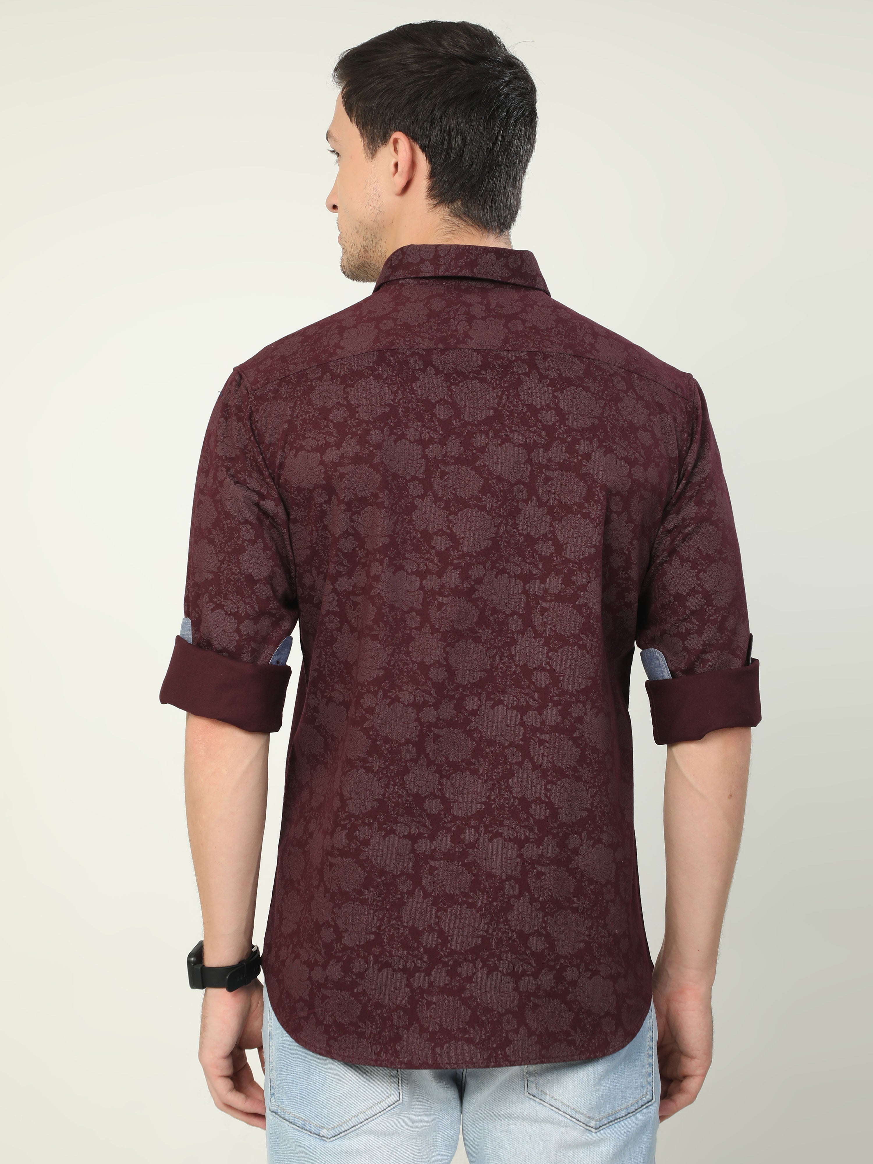 Classic Polo Men's Polo Neck Full Sleeve Slim Fit Cotton Woven Shirt | SO2-38 B-FS-PRT-SF