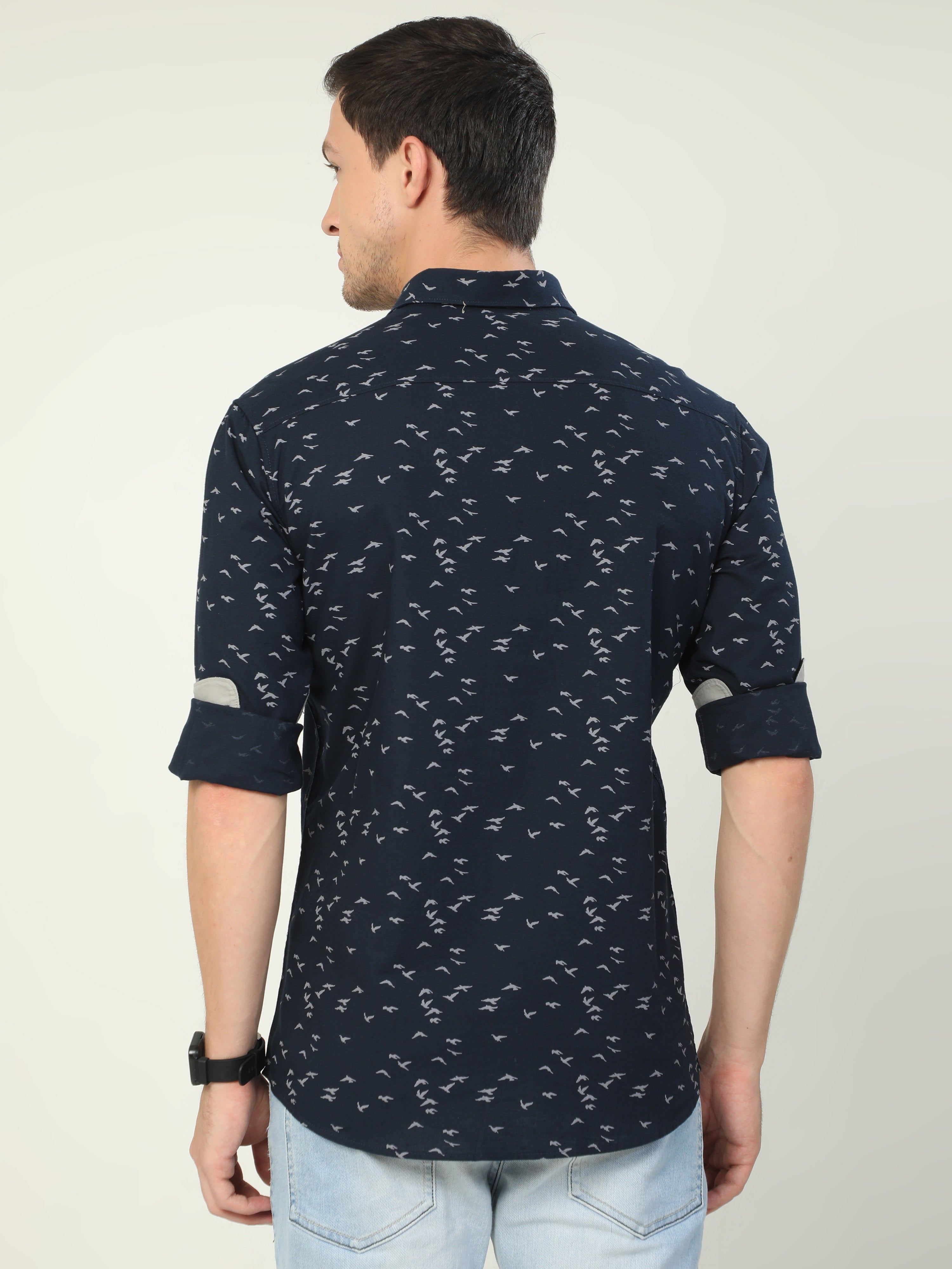 Classic Polo Men's Polo Neck Full Sleeve Slim Fit Cotton Woven Shirt | SO2-46 B-FS-PRT-SF