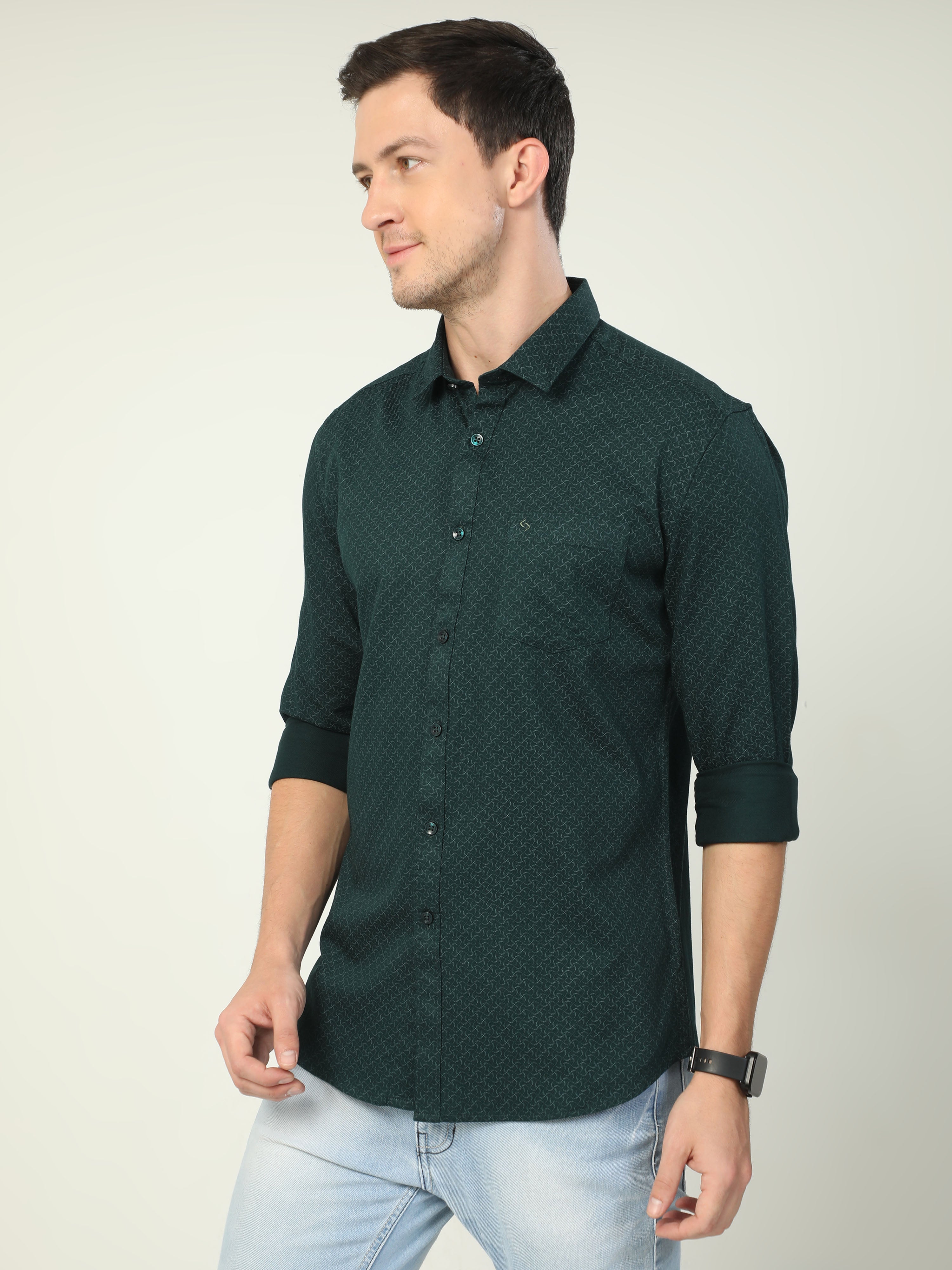 Classic Polo Men's Polo Neck Full Sleeve Slim Fit Cotton Woven Shirt | SO2-129 C-FS-PRT-SF