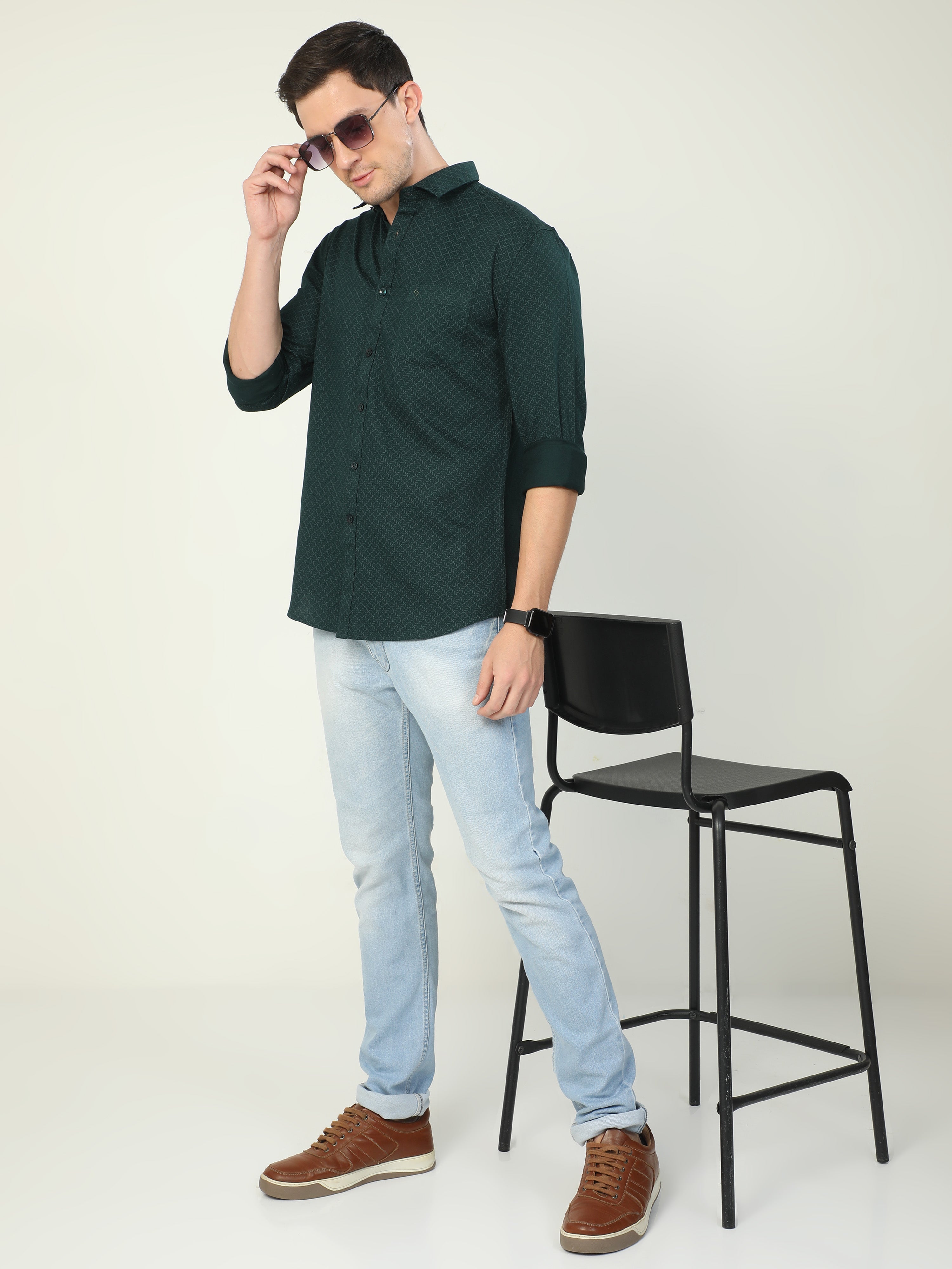 Classic Polo Men's Polo Neck Full Sleeve Slim Fit Cotton Woven Shirt | SO2-129 C-FS-PRT-SF