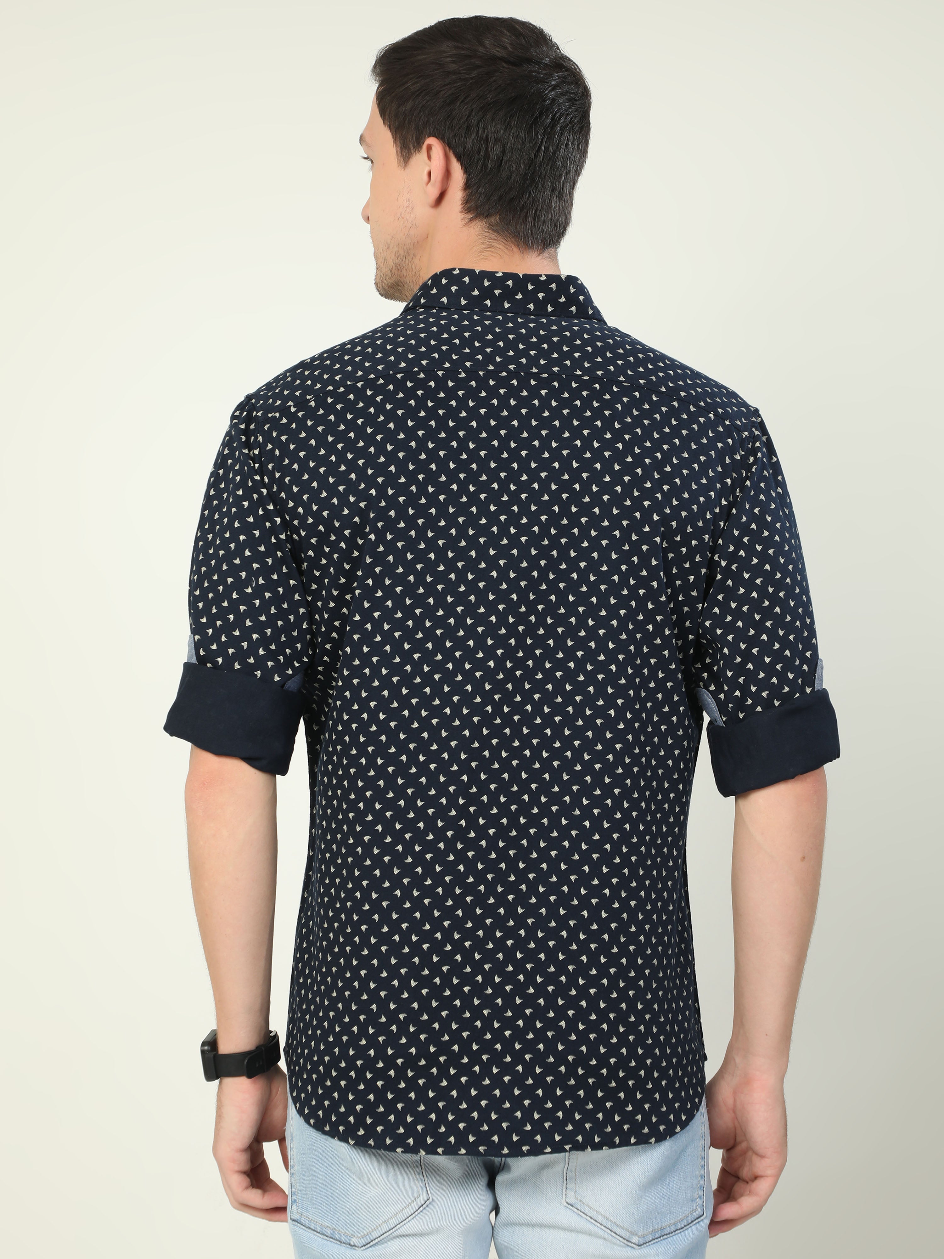 Classic Polo Men's Polo Neck Full Sleeve Slim Fit Cotton Woven Shirt | SO2-44 B-FS-PRT-SF
