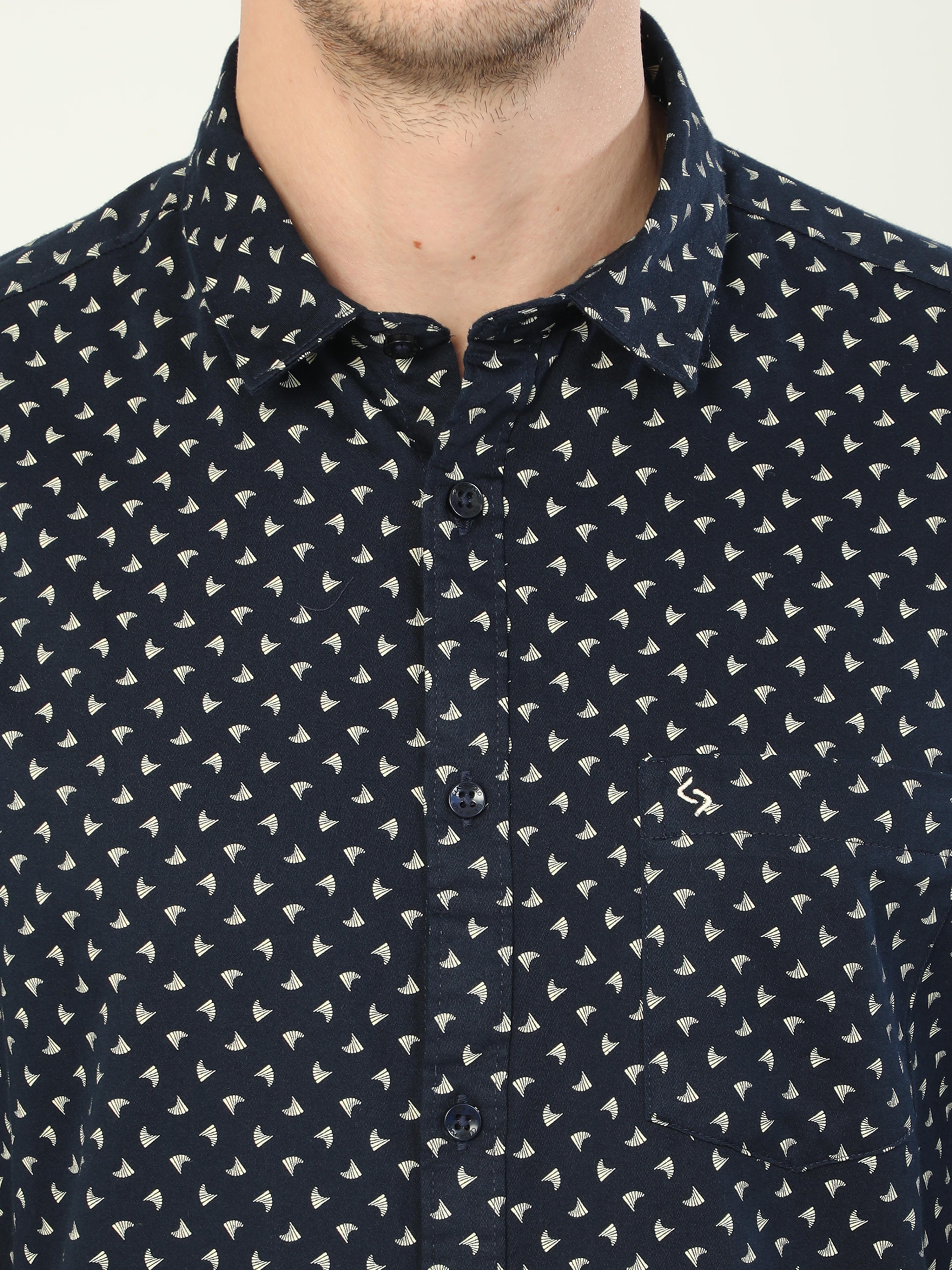 Classic Polo Men's Polo Neck Full Sleeve Slim Fit Cotton Woven Shirt | SO2-44 B-FS-PRT-SF