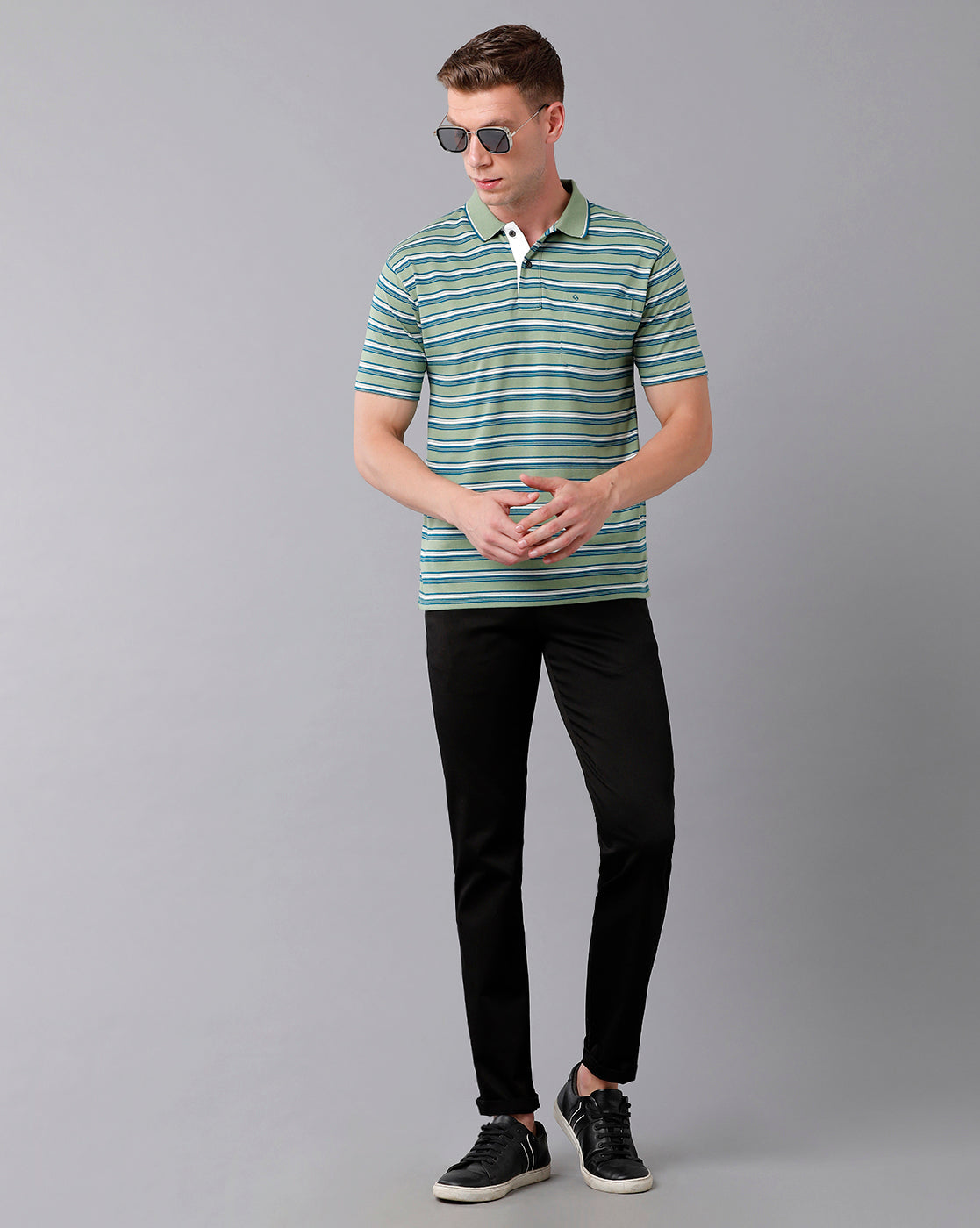 CP BRO Men's Cotton Solid Slim Fit Black Color Trousers | Tbn2-27 D