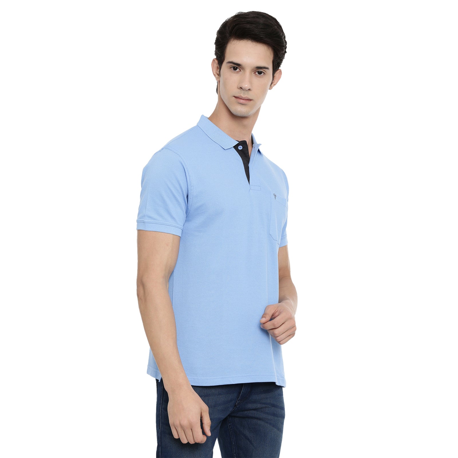 Classic Polo Light Blue Polo Neck Authentic Fit T Shirt Men - 4SSN 202 T-shirt Classic Polo 