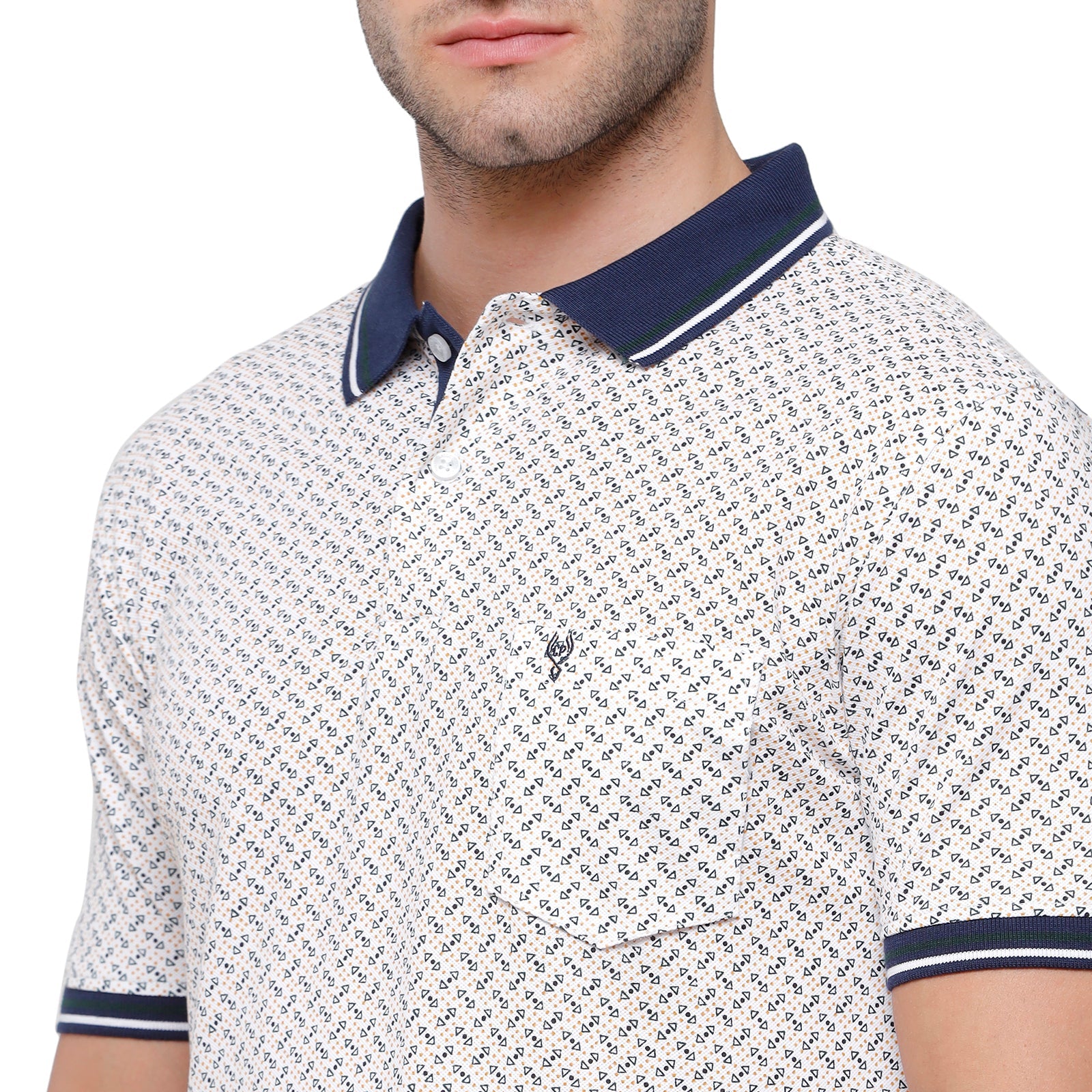 Classic Polo Mens Graphic Slim Fit Polo Neck White Colour T-Shirt - PRM 688 B T-shirt Classic Polo 