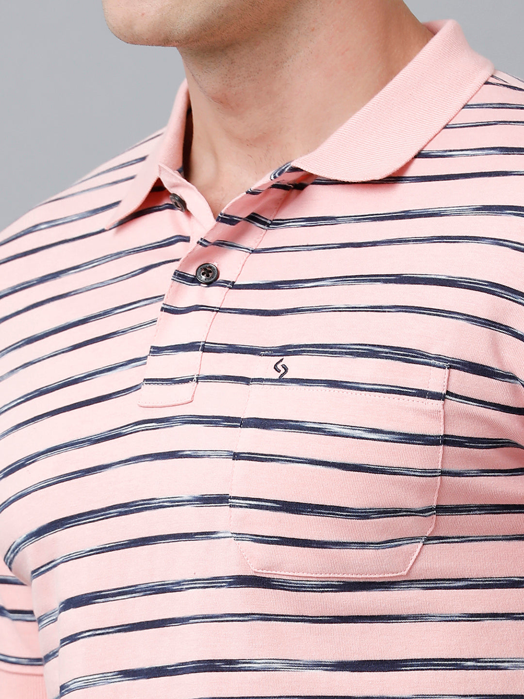 Classic Polo Men's Cotton Half Sleeve Striped Authentic Fit Polo Neck Pink Color T-Shirt | Nexon - 02 B