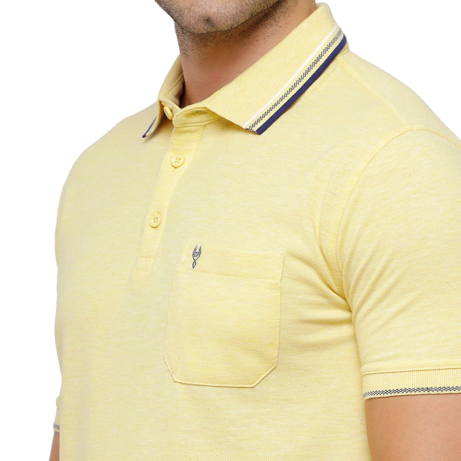 Classic Polo Men's Yellow Melange Polo Half Sleeve Slim Fit T-Shirt | Toza-Yellow Mel