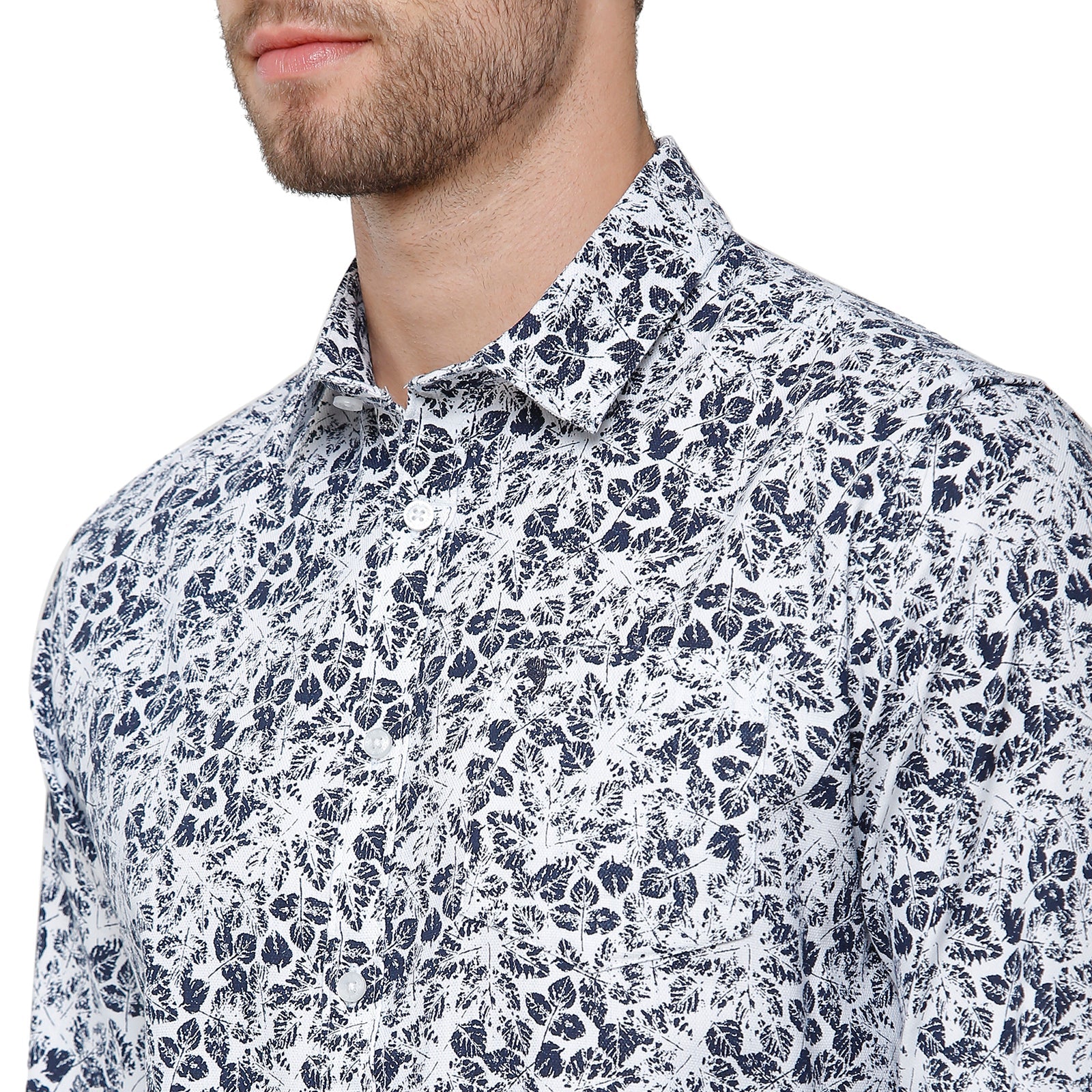 Swiss Club Mens Cotton Printed Slim Fit Navy Blue Colour Woven Shirt - S-SC-122 A Shirts Swiss Club 