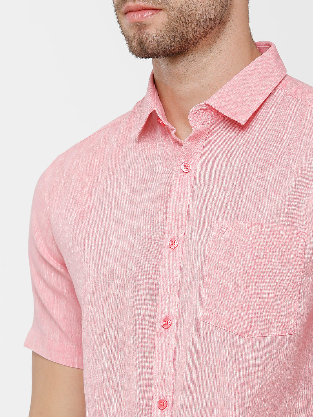 Classic Polo Mens Pink Linen Cotton Solid Full Sleeve Woven Shirt -Porsh Pink HS