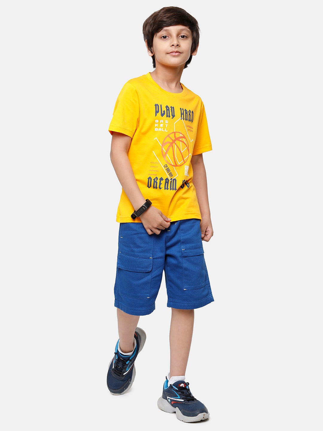 CP Boys Yellow Printed Slim Fit Round Neck T-Shirt T-shirt Classic Polo 