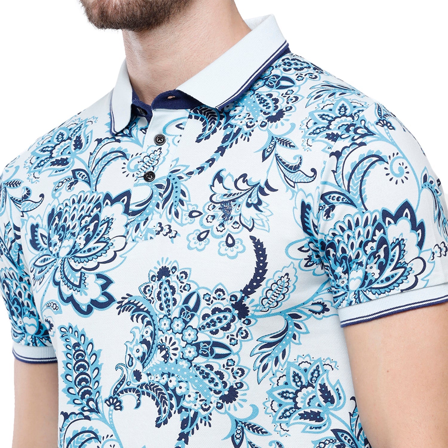 Swiss Club Mens Printed Slim Fit Half Sleeve Polo Neck T-Shirt (STAG - 208 B SF P) T-shirt Swiss Club 