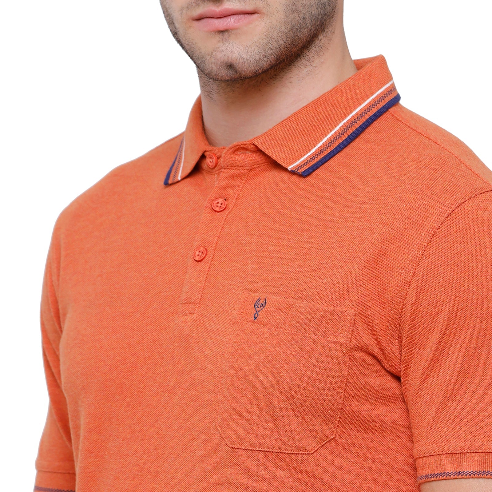 Classic polo Men's Orange Melange Polo Half Sleeve Slim Fit T-Shirt - Toza-Orange Mel T-shirt Classic Polo 