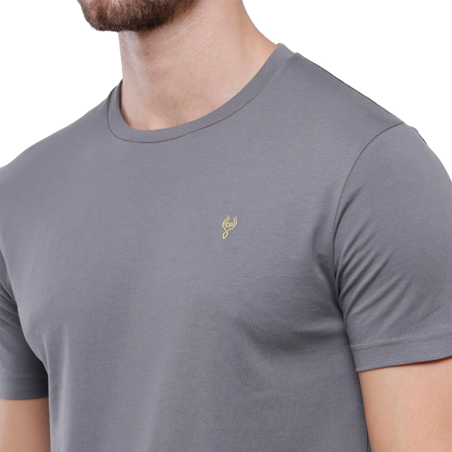 Classic Polo Men's Solid Single Jersey Grey Half Sleeve Slim Fit T-Shirt - Kore-03 T-shirt Classic Polo 