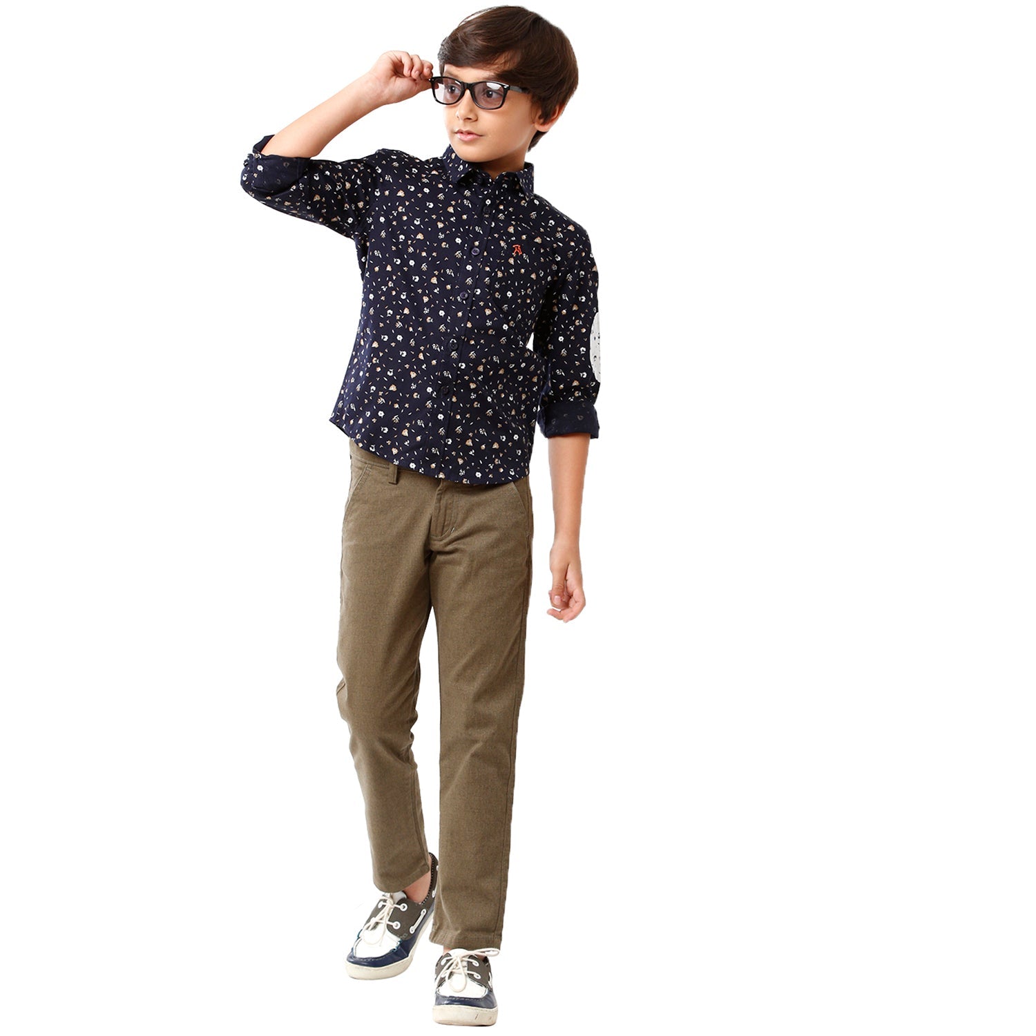 Classic Polo Bro Boys Printed Full Sleeve Slim Fit Navy Blue Color Shirt - BBSH S2 06 C Shirts Classic Polo 