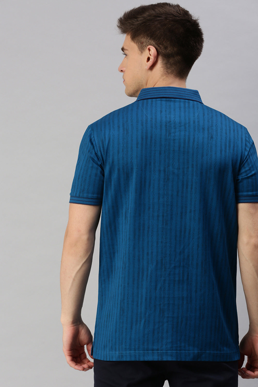 Classic Polo Men's Cotton Half Sleeve Printed Slim Fit Polo Neck Blue Color T-Shirt | Scant - 19 A