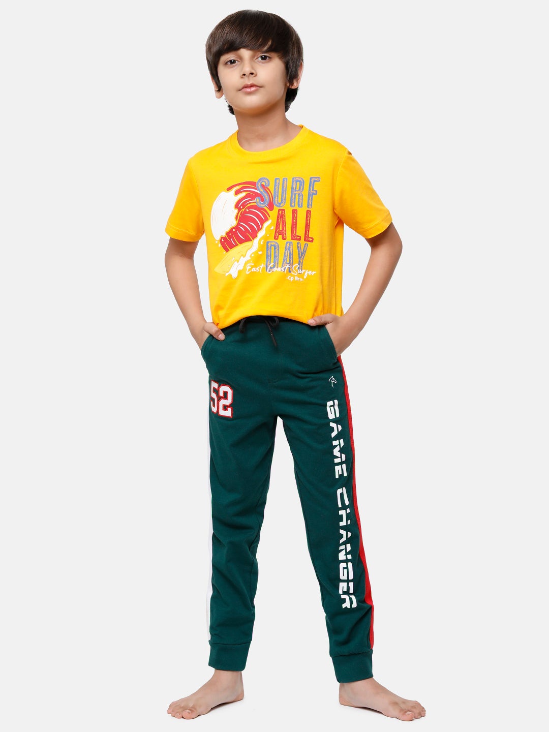 CP Bro Boys Green Printed Slim Fit Track Pant Track Pants Classic Polo 