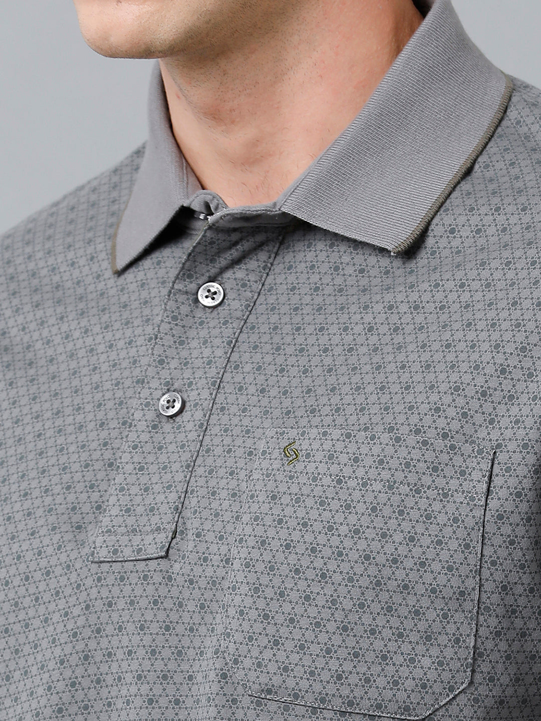 Classic Polo Men's Cotton Half Sleeve Printed Authentic Fit Polo Neck Dark Grey Color T-Shirt | Carve Polo - 08 B