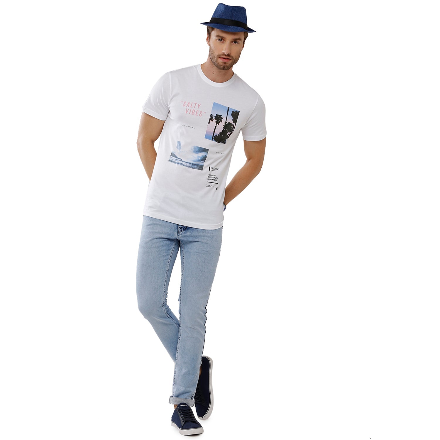 Classic Polo Mens 100% Cotton Solid Slim Fit Blue Color Denim (CPDN1-05 A-ICL-SL-LY) Classic Polo 