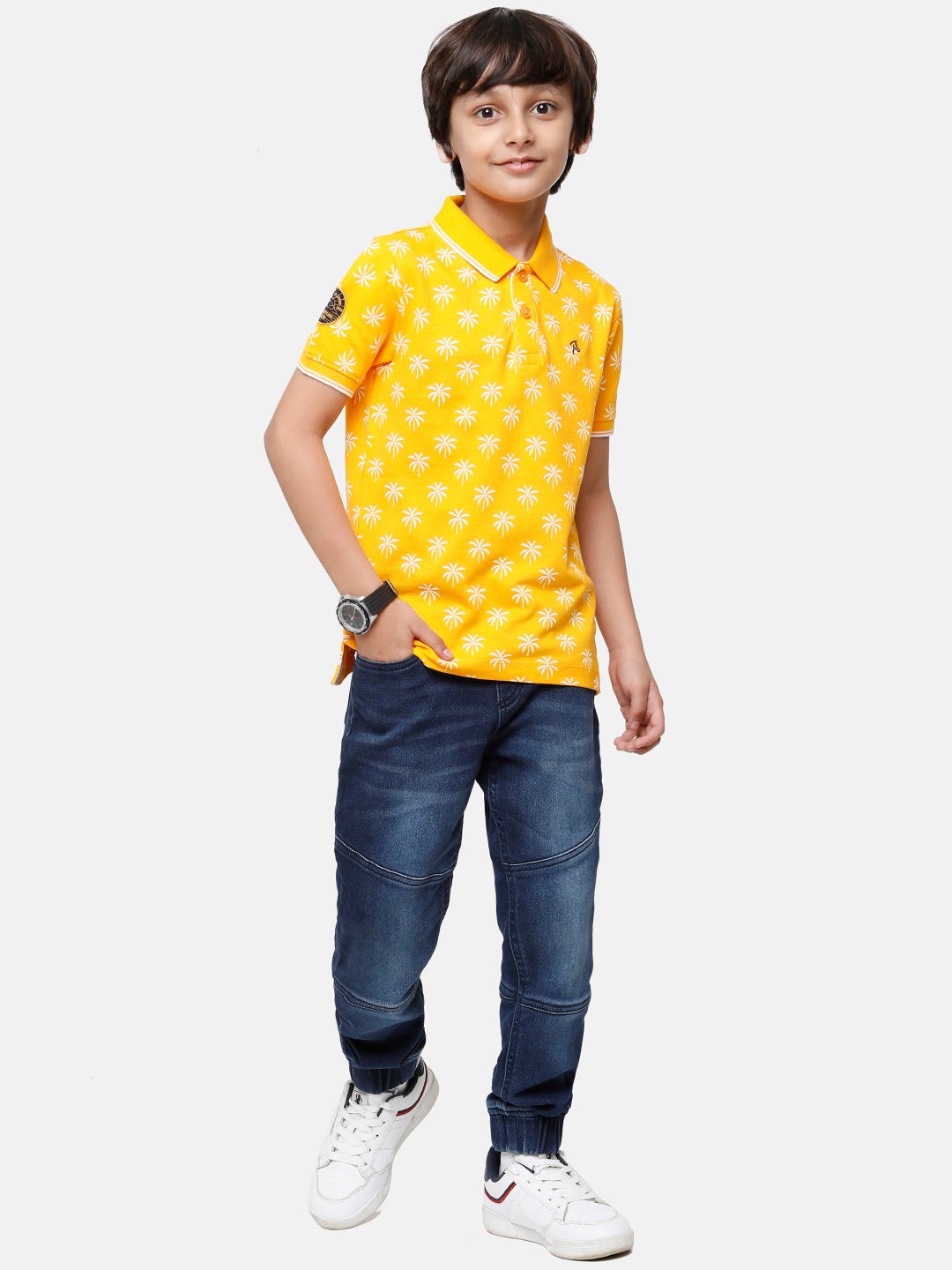 CP Boys Yellow Printed Slim Fit Polo Neck T-Shirt T-shirt Classic Polo 