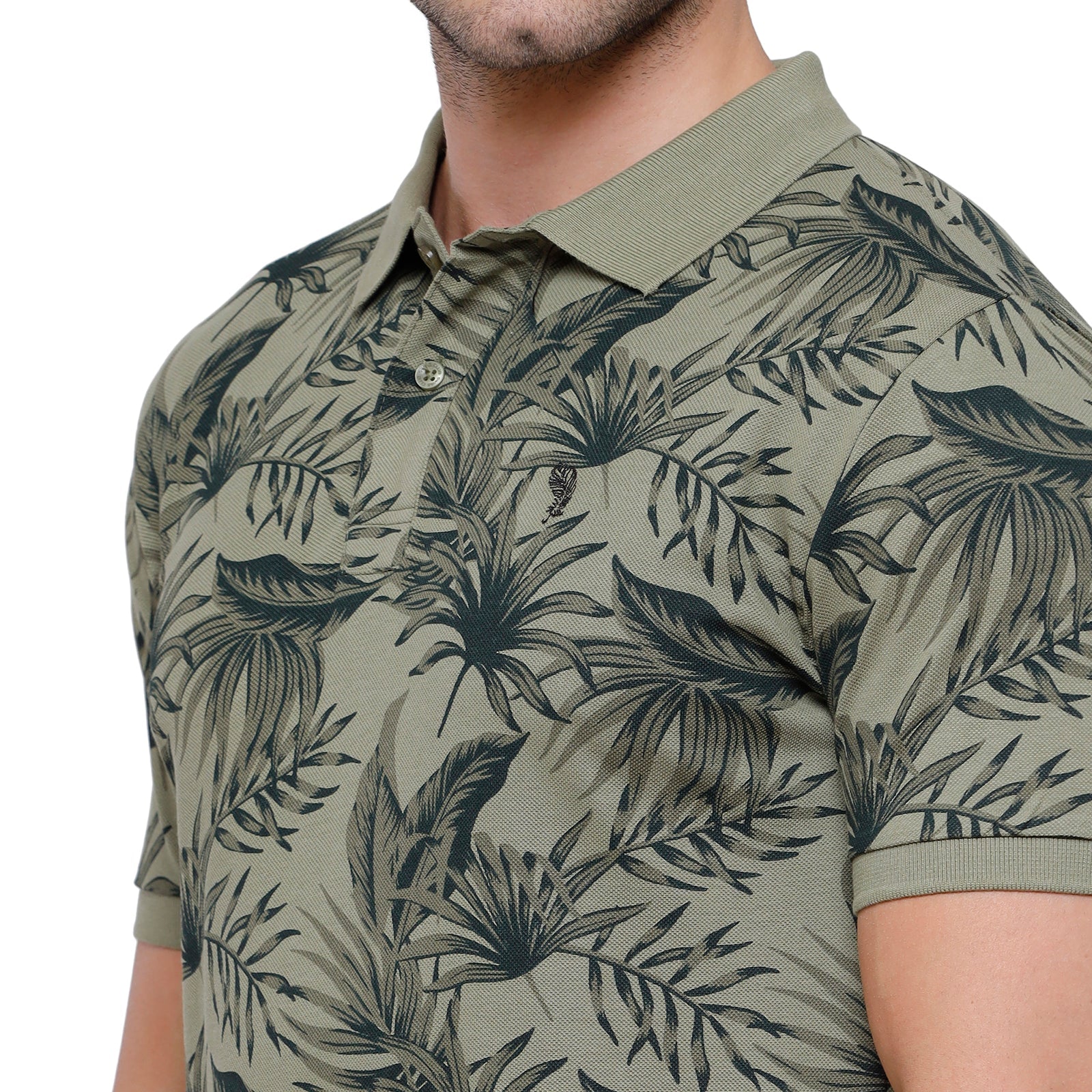 Swiss Club Mens Half Sleeve Printed Slim Fit Polo Neck Green T-Shirt - STAG - 207 A T-shirt Swiss Club 