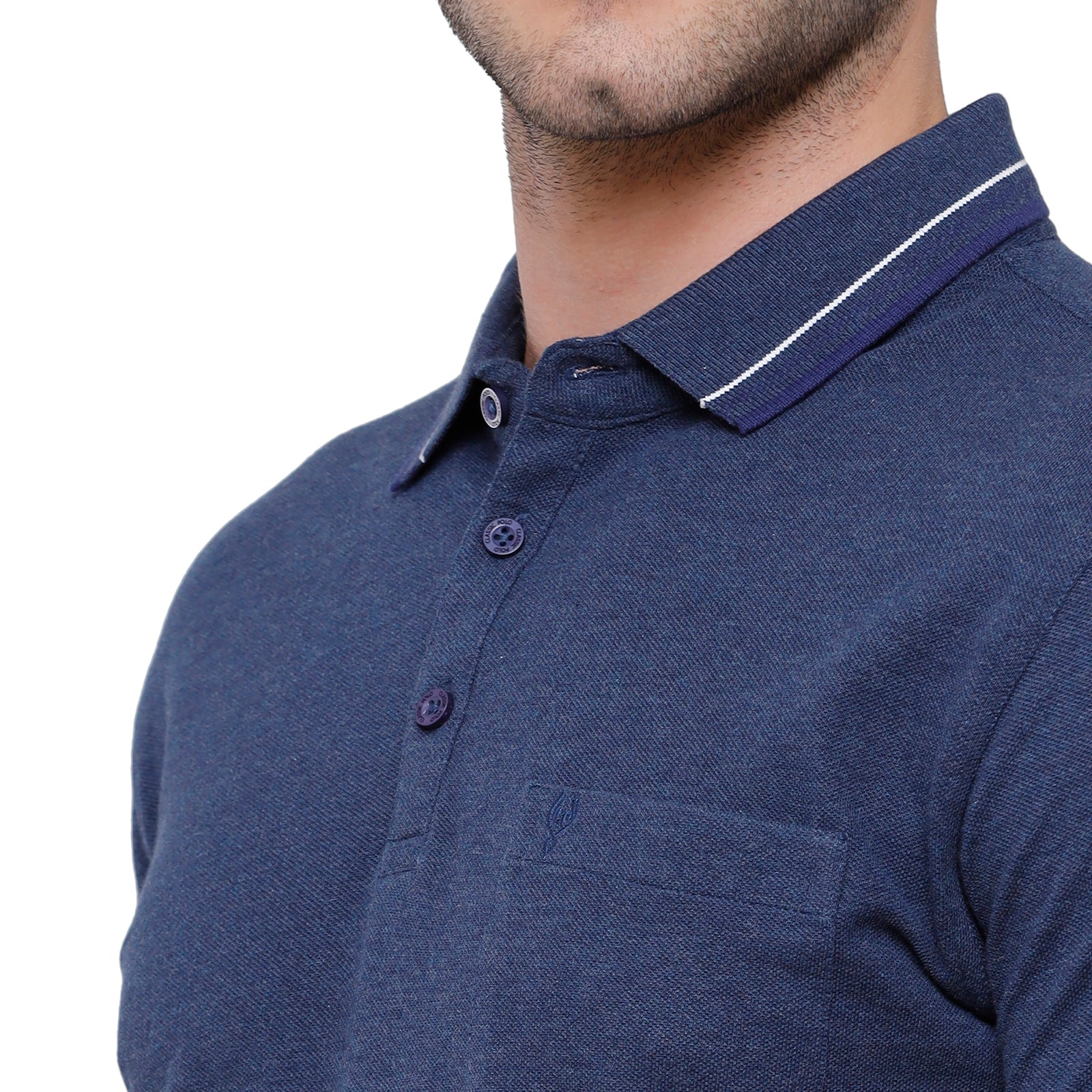 Classic polo Men's Denim Blue Melange Polo Half Sleeve Slim Fit T-Shirt - Toza-Denim Mel T-shirt Classic Polo 