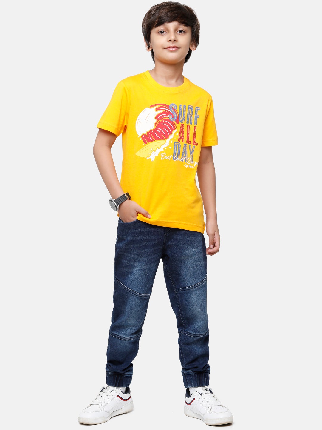 CP Boys Yellow Slim Fit Round Neck T-Shirt T-shirt Classic Polo 