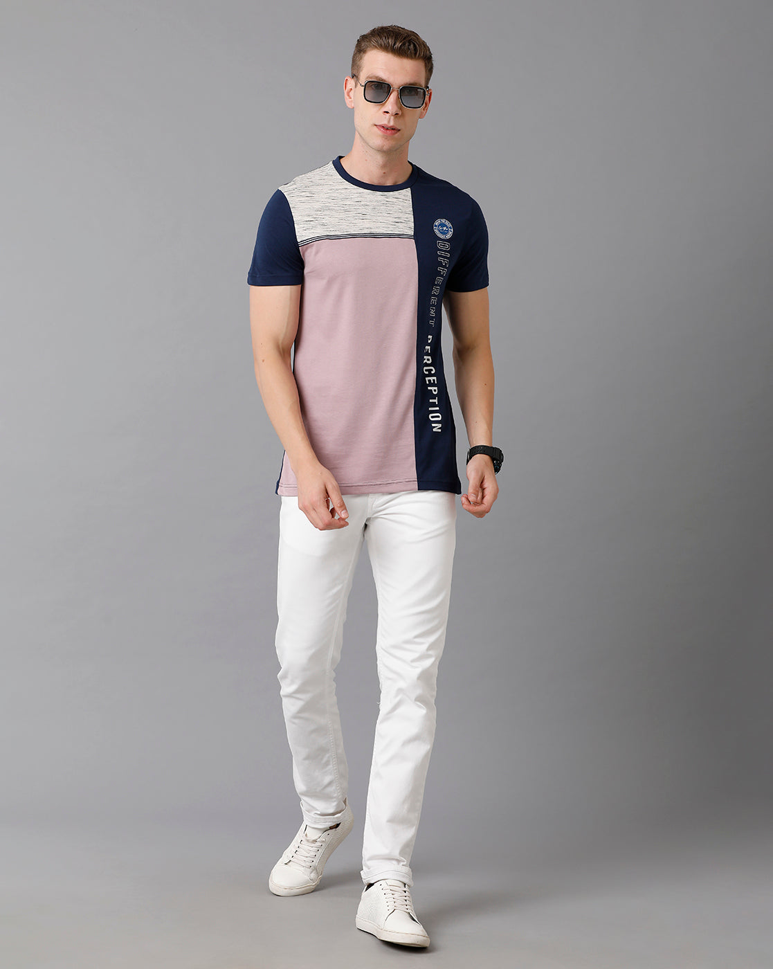 CP BRO Men's Cotton Color Block Slim Fit Multicolor T-Shirt | Brcn - 489 A