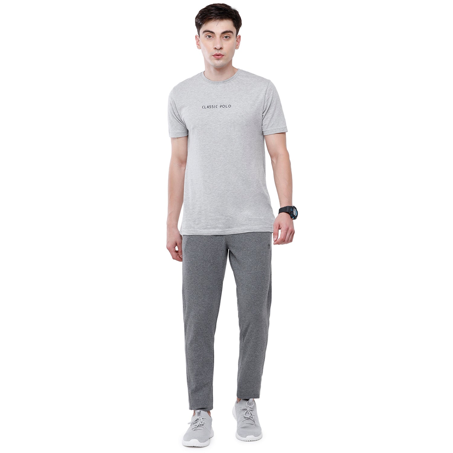 Classic Polo Men's Anthra Solid Melange Slim Fit Trendy Ultra Smart Track Pant - Inox - Anthra Mel Track Pants Classic Polo 