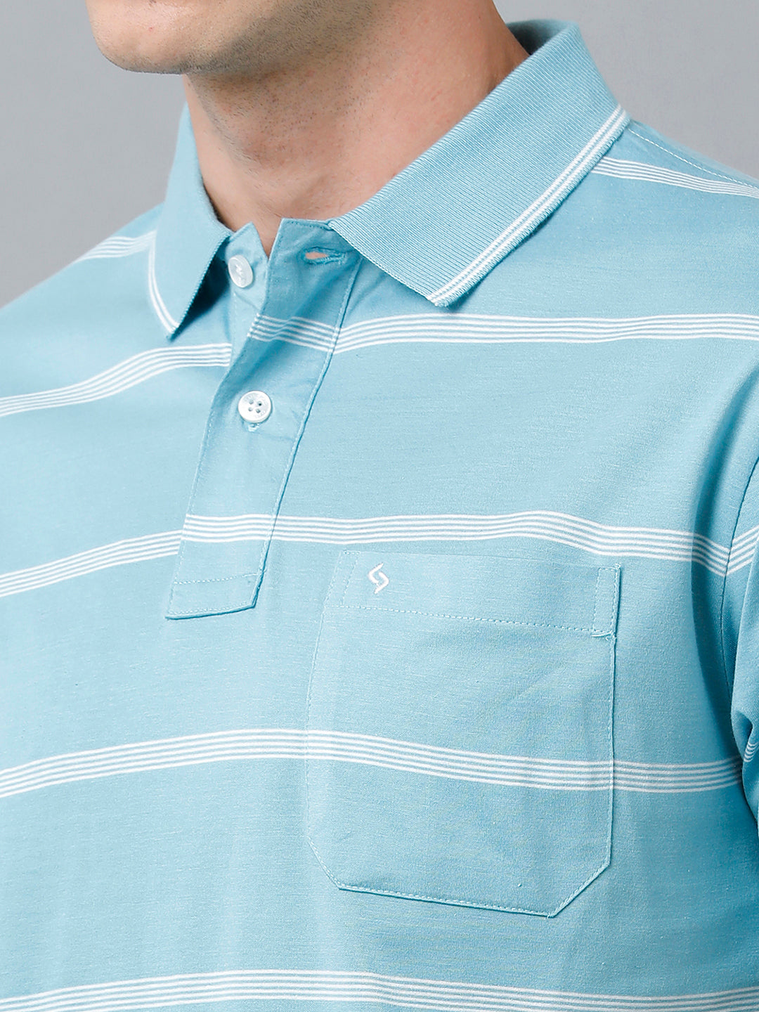 Classic Polo Men's Cotton Half Sleeve Striped Authentic Fit Polo Neck Blue Color T-Shirt | Ap - 83 B
