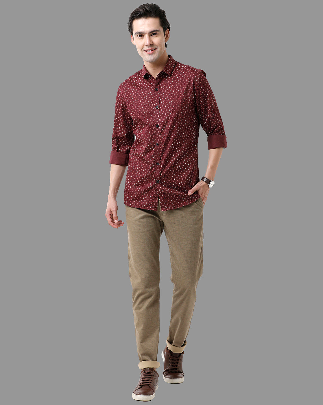 Classic Polo Mens Cotton Half Sleeve Printed Slim Fit Polo Neck Maroon Color T-Shirt | Bello - 184 A