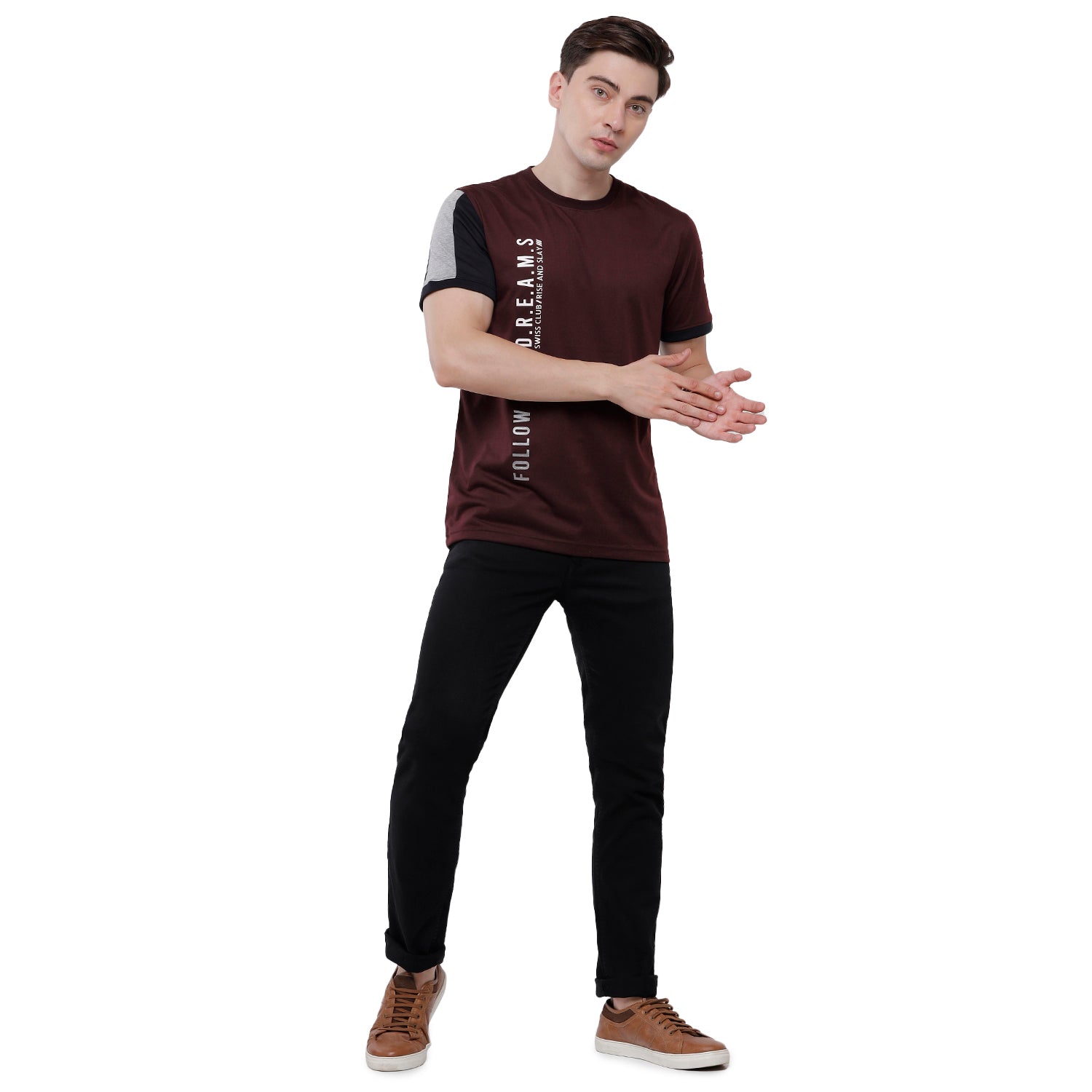 Swiss Club Mens Chest Print Half Sleeve Slim Fit T-Shirt (CUB - 41 A SF C) T-shirt Swiss Club 