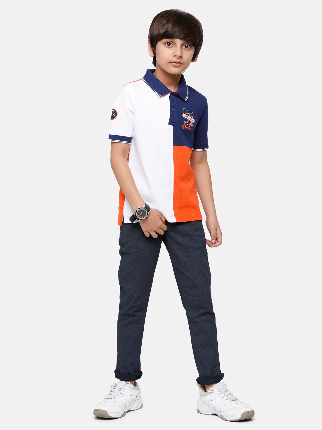 CP Boys Navy Solid Slim Fit Trousers Trouser Classic Polo 