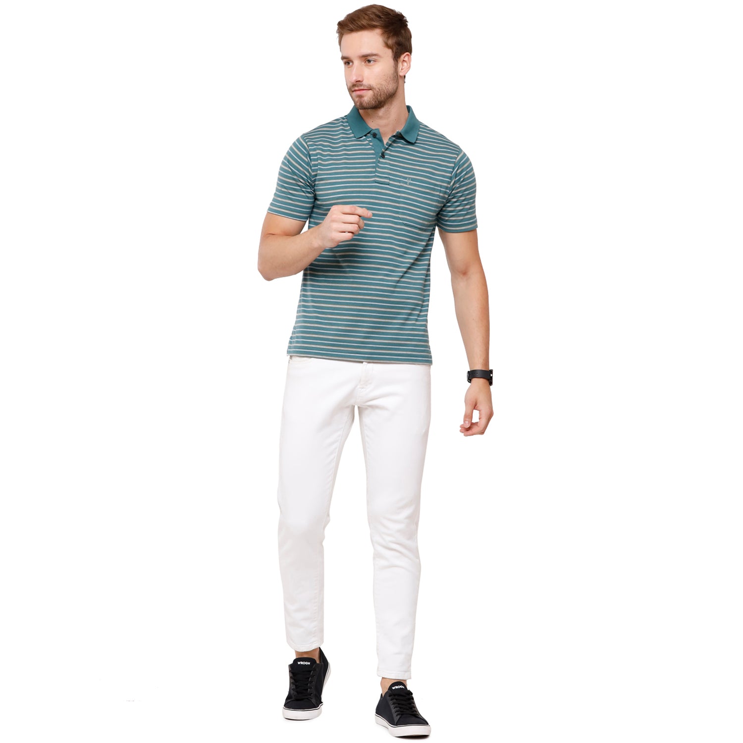 Classic Polo Mens Stripped Half Sleeve Authentic Fit Polo Neck T-Shirt (FEEDERS - 197 B AF P) T-shirt Classic Polo 