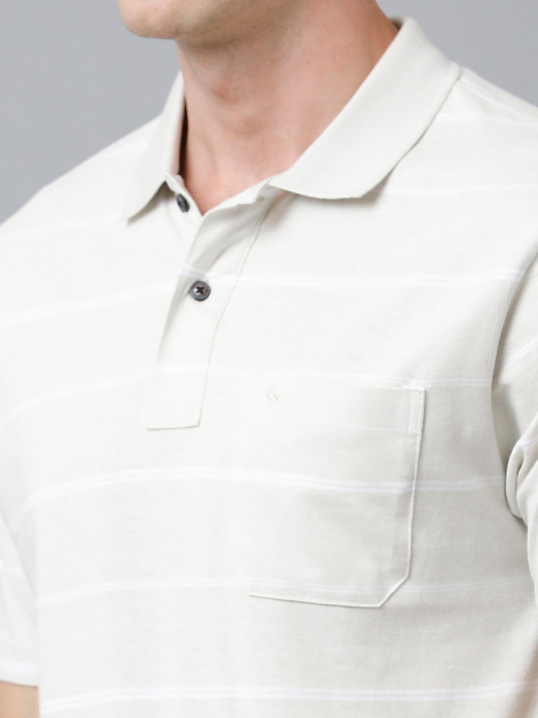 M _ (BEIGE) Coastal Stripe Knit Polo (6128001)