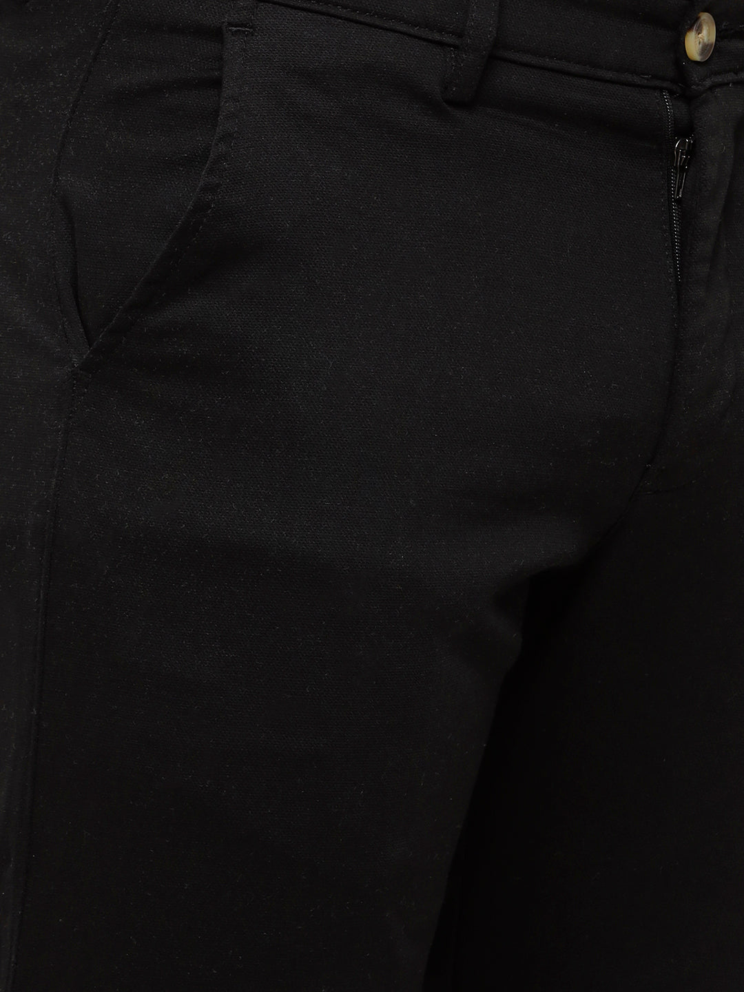 Classic Polo Mens Solid Slim Fit Black Trousers - Eros Black