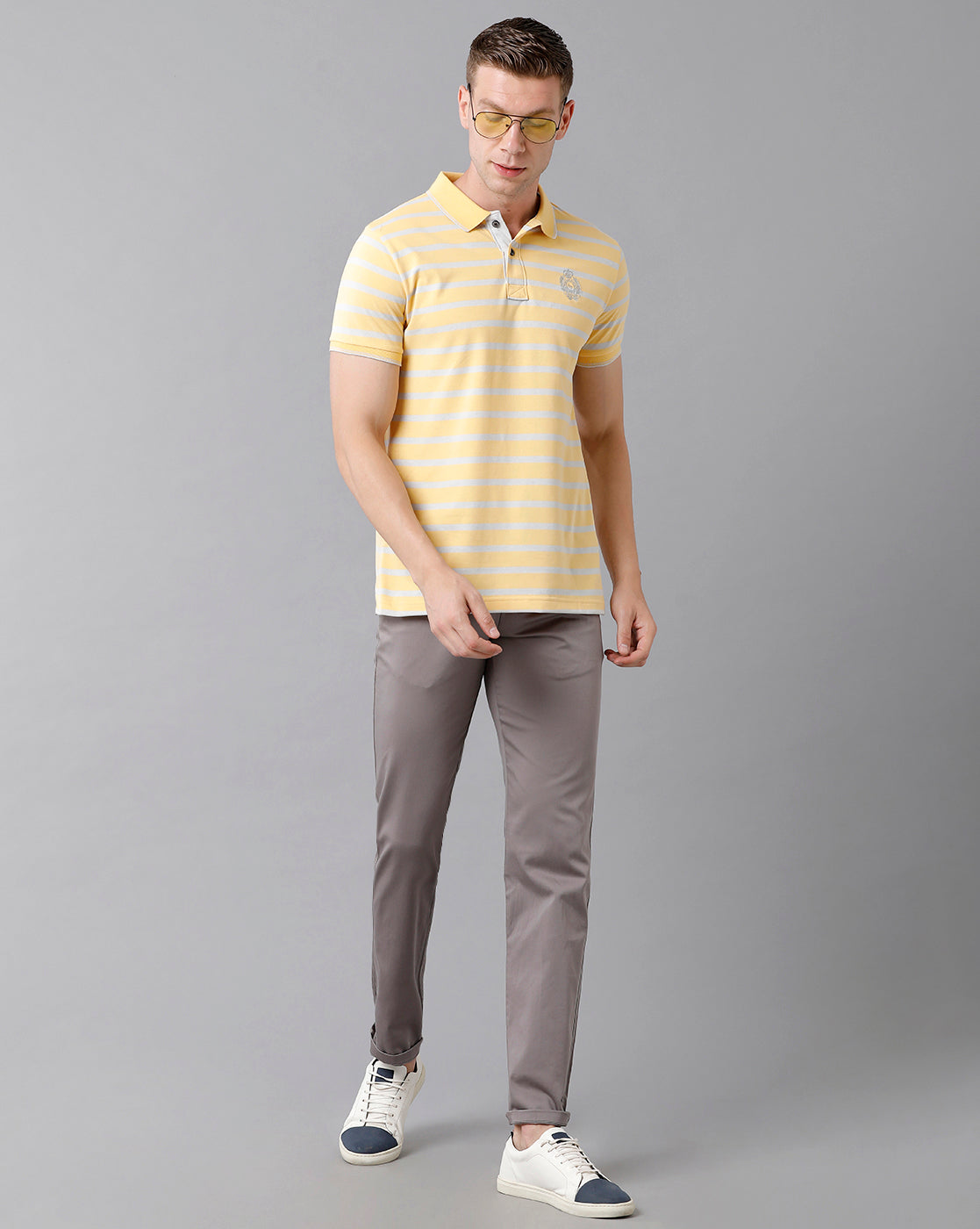 Classic Polo Men's Cotton Striped Half Sleeve Slim Fit Polo Neck Yellow Color T-Shirt | Cpeg - 281 B