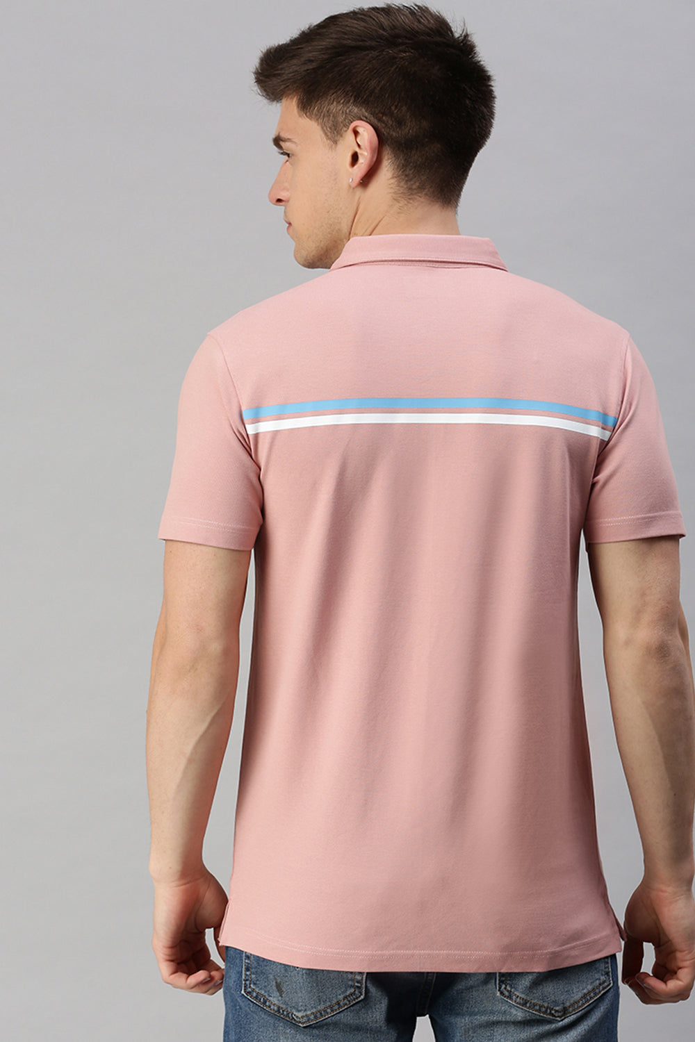 Classic Polo Men's Cotton Half Sleeve Printed Slim Fit Polo Neck Pink Color T-Shirt | Unico - 100 B